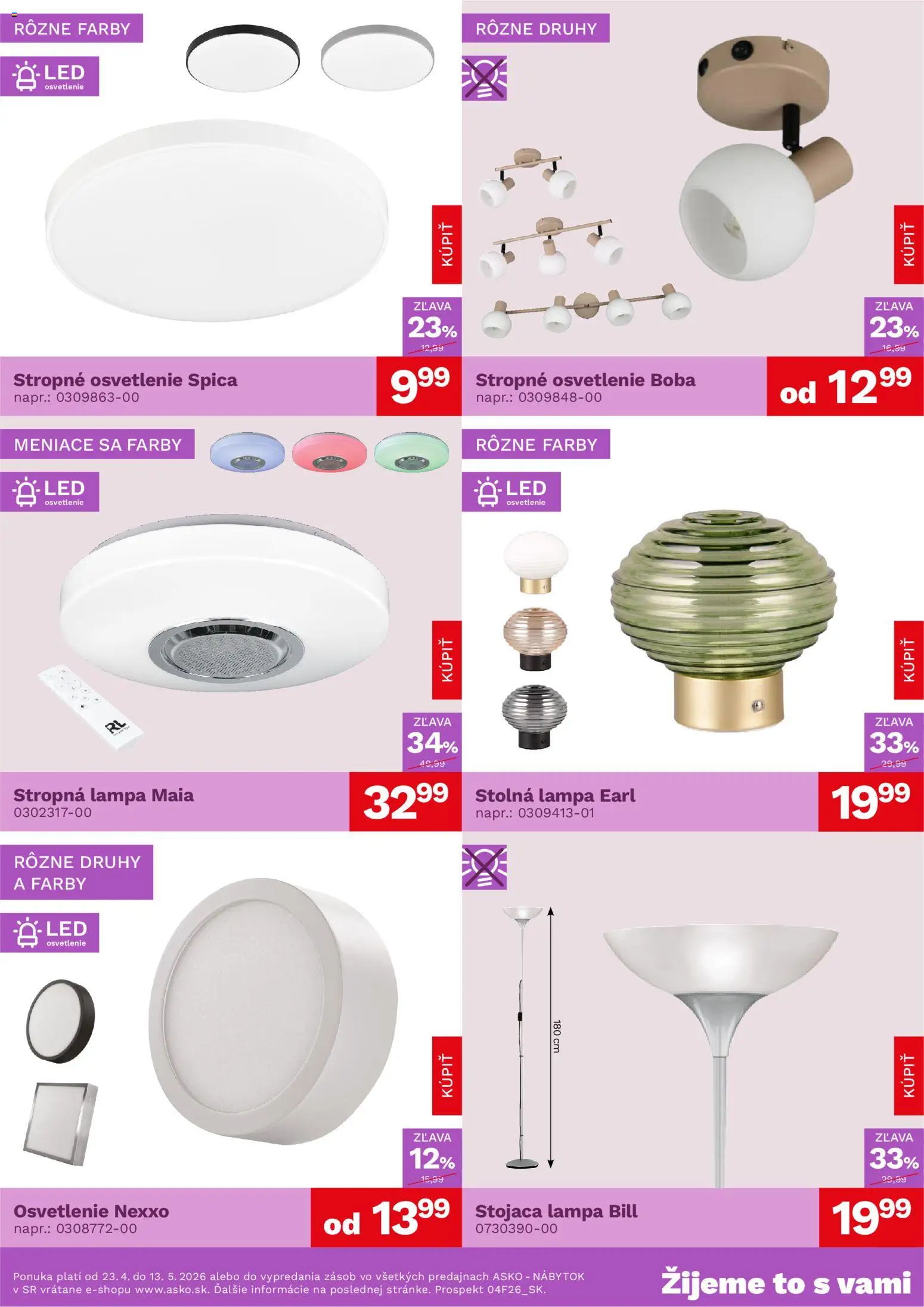 Nové ASKO nábytok akcie – leták je platný od 23.04.2026 | Strana: 4 | Produkty: Nábytok, Led osvetlenie, Osvetlenie, Lampa