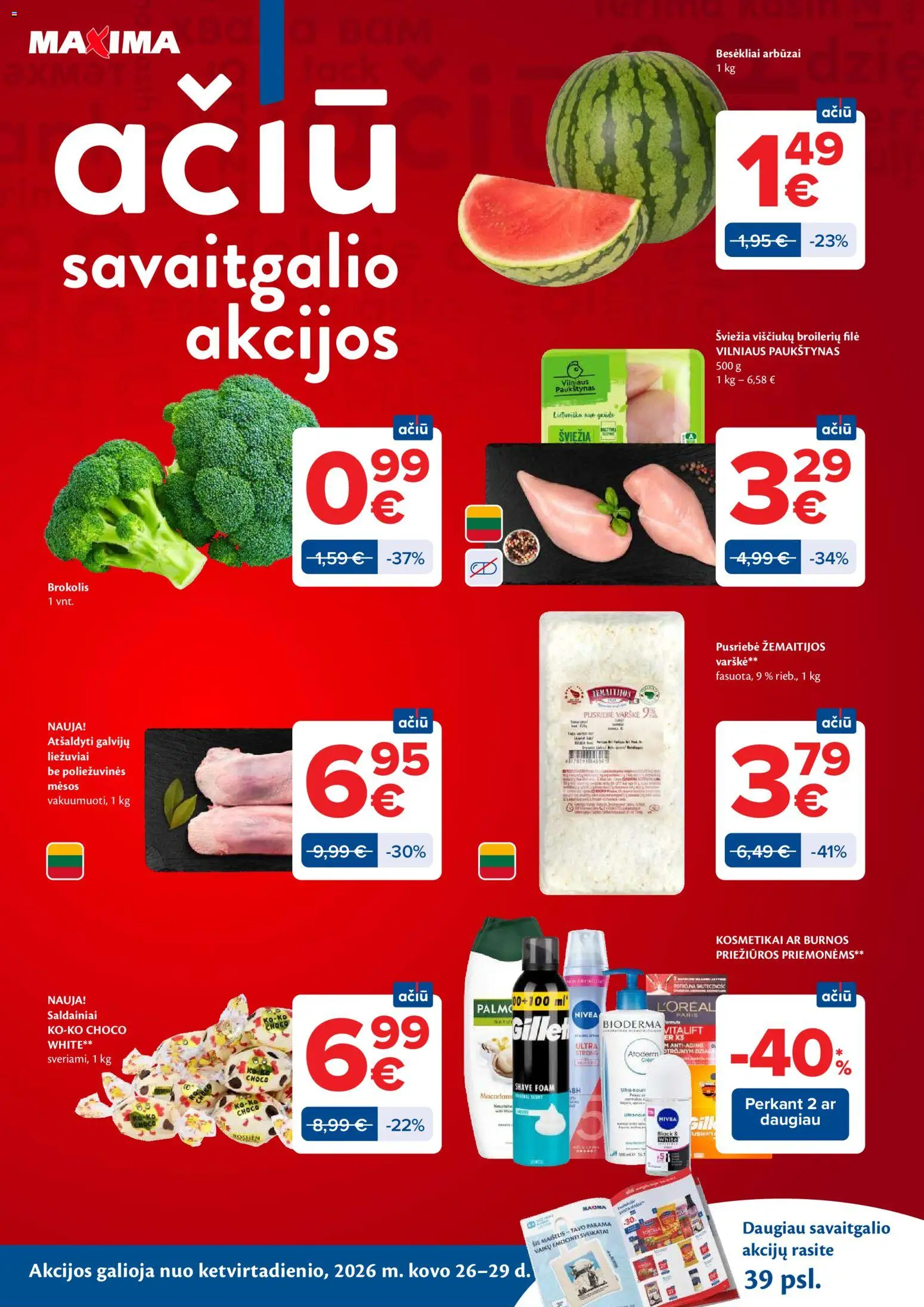 MAXIMA akcijos nuo 24.03.2026 | Puslapis: 40 | Prekių: Brokolis, Viščiukų, Varškė, Saldainiai
