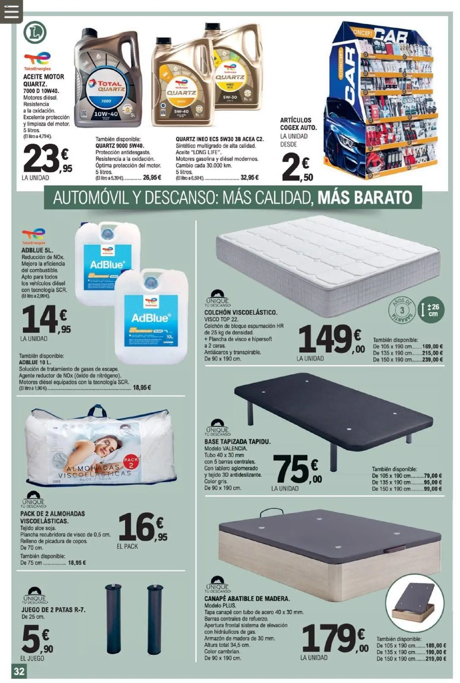 E.Leclerc folleto │ válido desde el 08.04.2026 | Página: 32 | Productos: Aceite, Copos, Colchon, Plancha