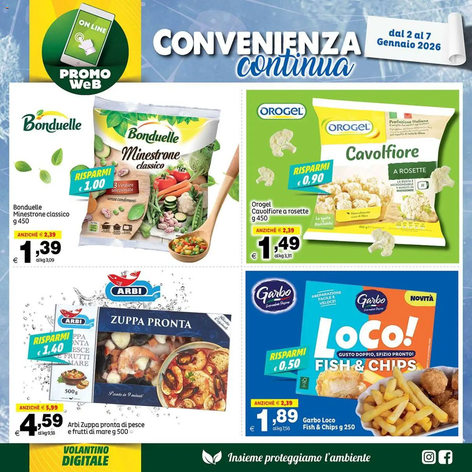 Volantino Elite Supermercati del 02.01.2026 | Pagina: 4 | Prodotti: Microonde, Verdure, Frutti di mare, Cavolfiore