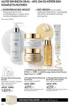 Novage+ Restore Renewing Face Serum, Face Serum 30 ml. Sample code 45919. - Förhandsvisning av reklamblad från butik Oriflame aktuell från 10.12.2025 | Sida: 104 | Produkter: Serum