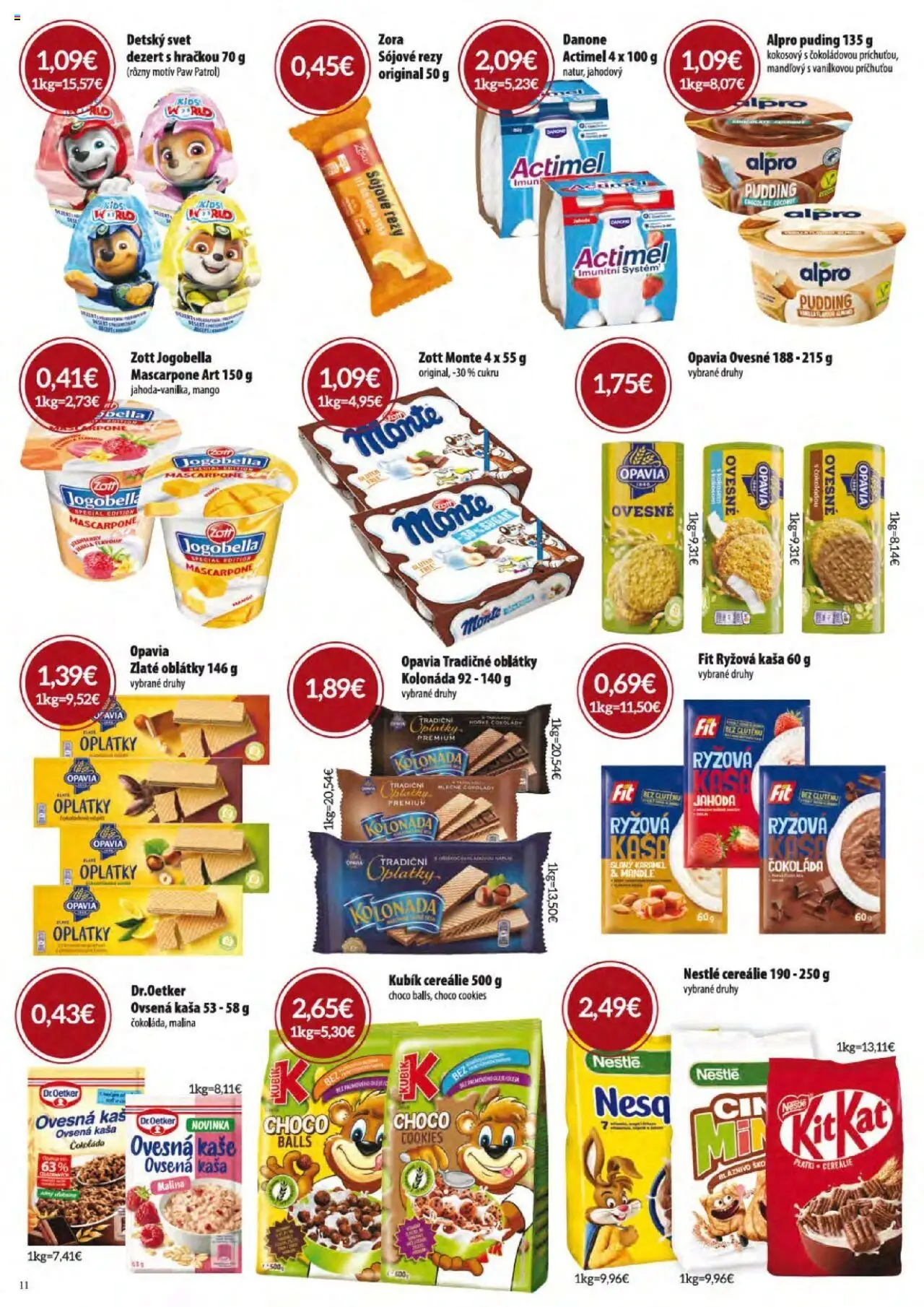 Nové KARMEN CBA akcie – leták je platný od 02.10.2025 | Strana: 11 | Produkty: Puding, Cereálie, Actimel, Mandle