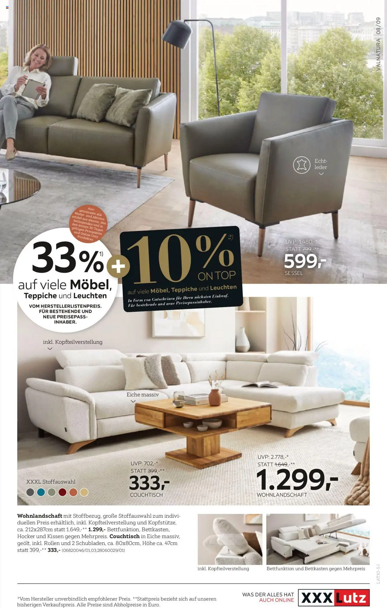 XXXLutz Schlafzimmer und Wohnraum gültig ab 07.10.2025 | Seite: 9 | Produkte: Kissen, Sessel, Couchtisch