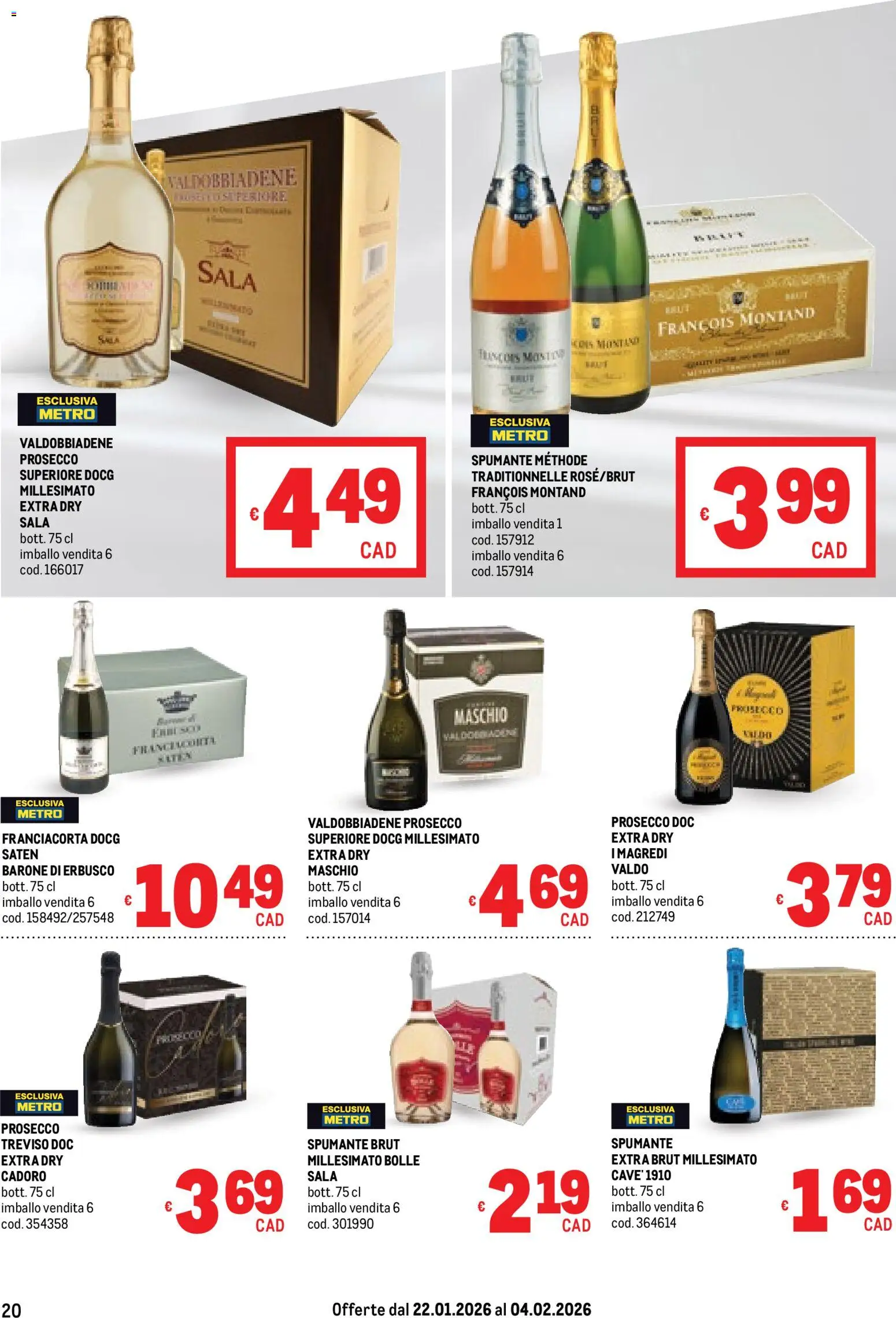 Volantino Metro del 22.01.2026 | Pagina: 20 | Prodotti: Prosecco, Spumante