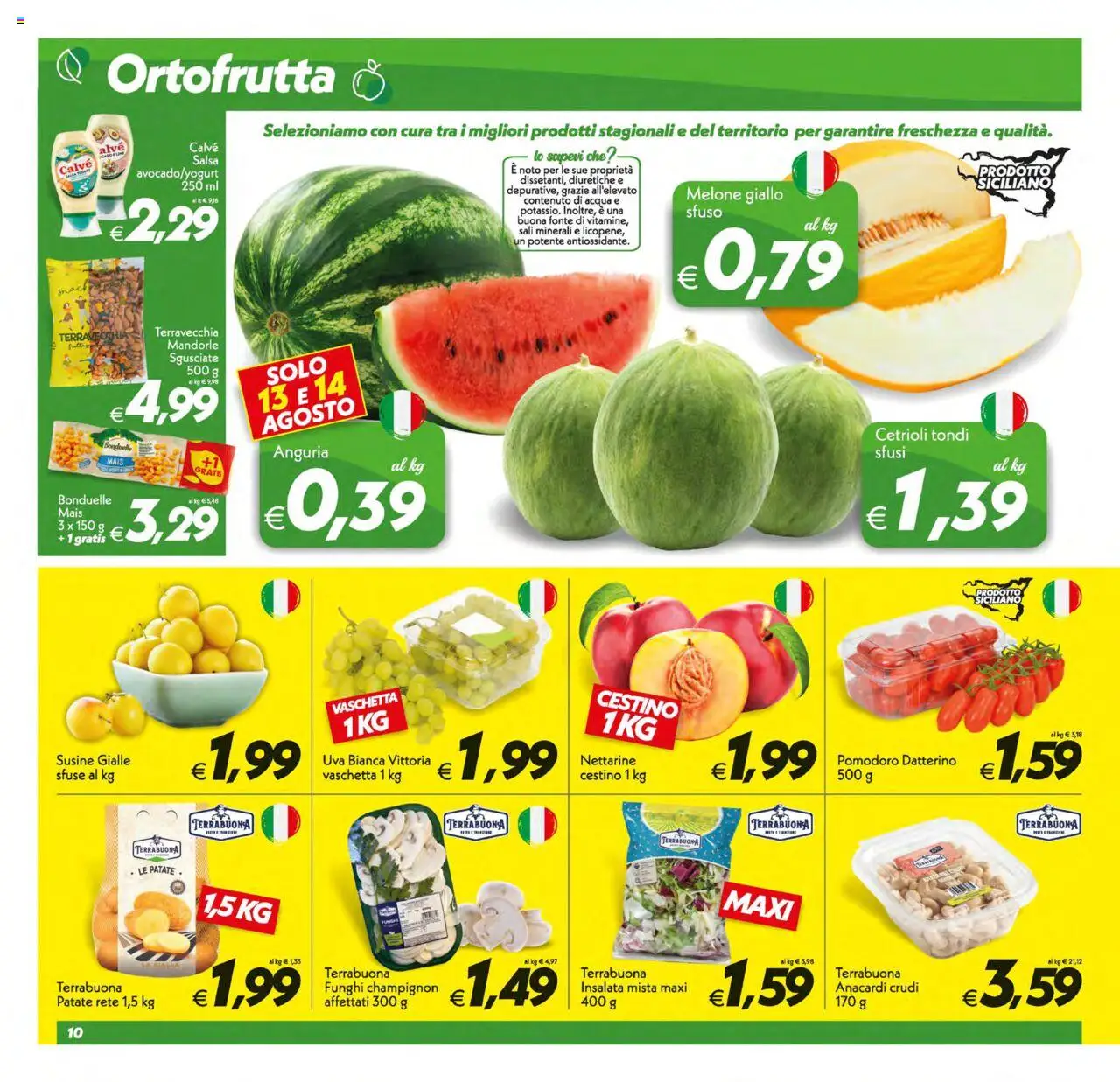 Volantino SuperConveniente del 12.08.2025 | Pagina: 10 | Prodotti: Insalata, Salsa, Anacardi, Cestino