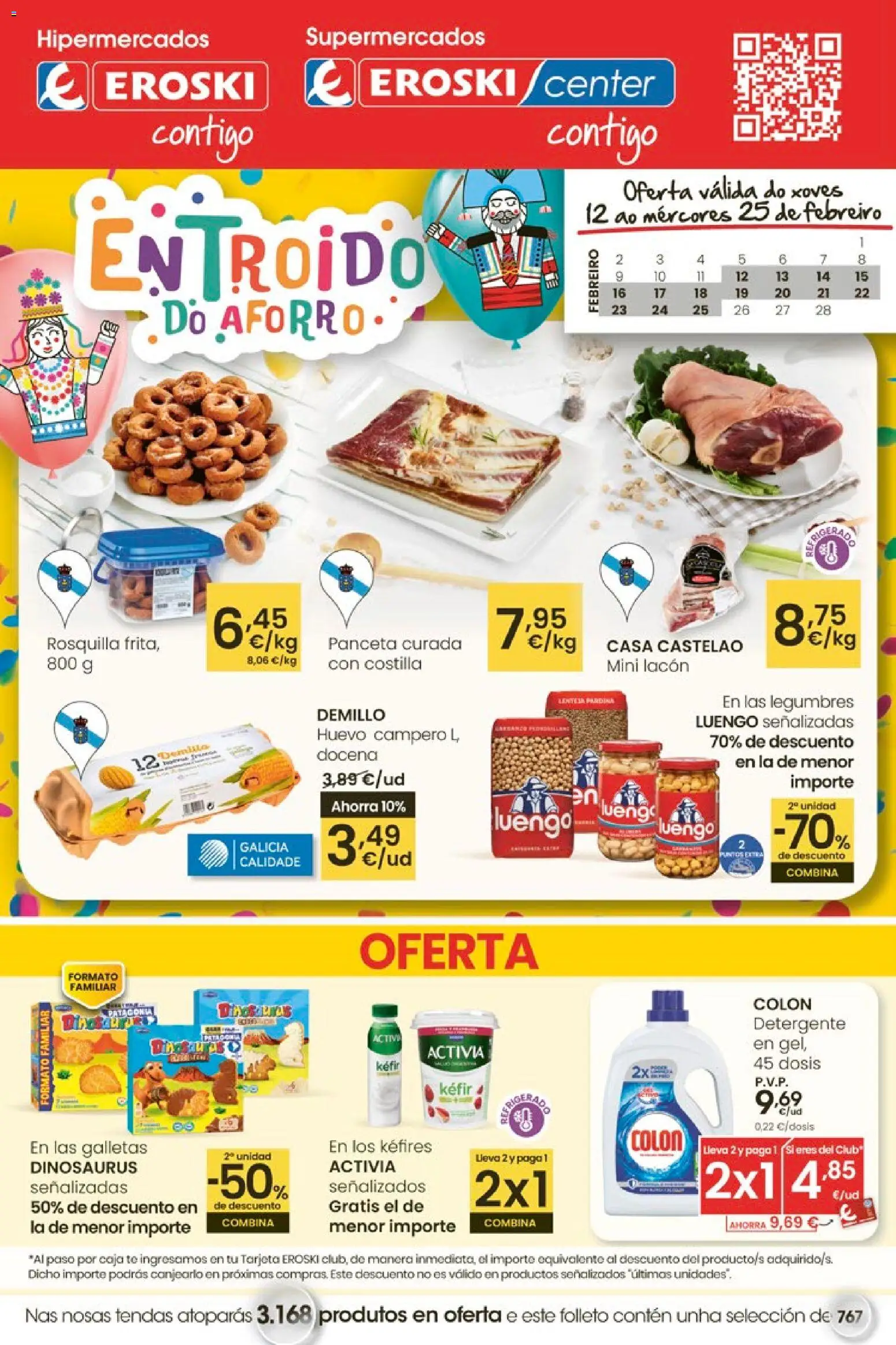 Eroski - Entroido do aforro │ válido desde el 12.02.2026 | Página: 1 | Productos: Detergente, Ηλεκτρικός φούρνος, Galletas, Caja