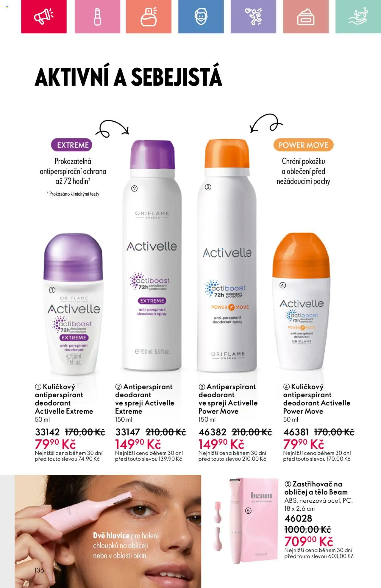 Oriflame katalog č.10/2025 od 06.07.2025 | Strana: 136 | Produkty: Deodorant, Antiperspirant, Zastřihovač, Oblečení