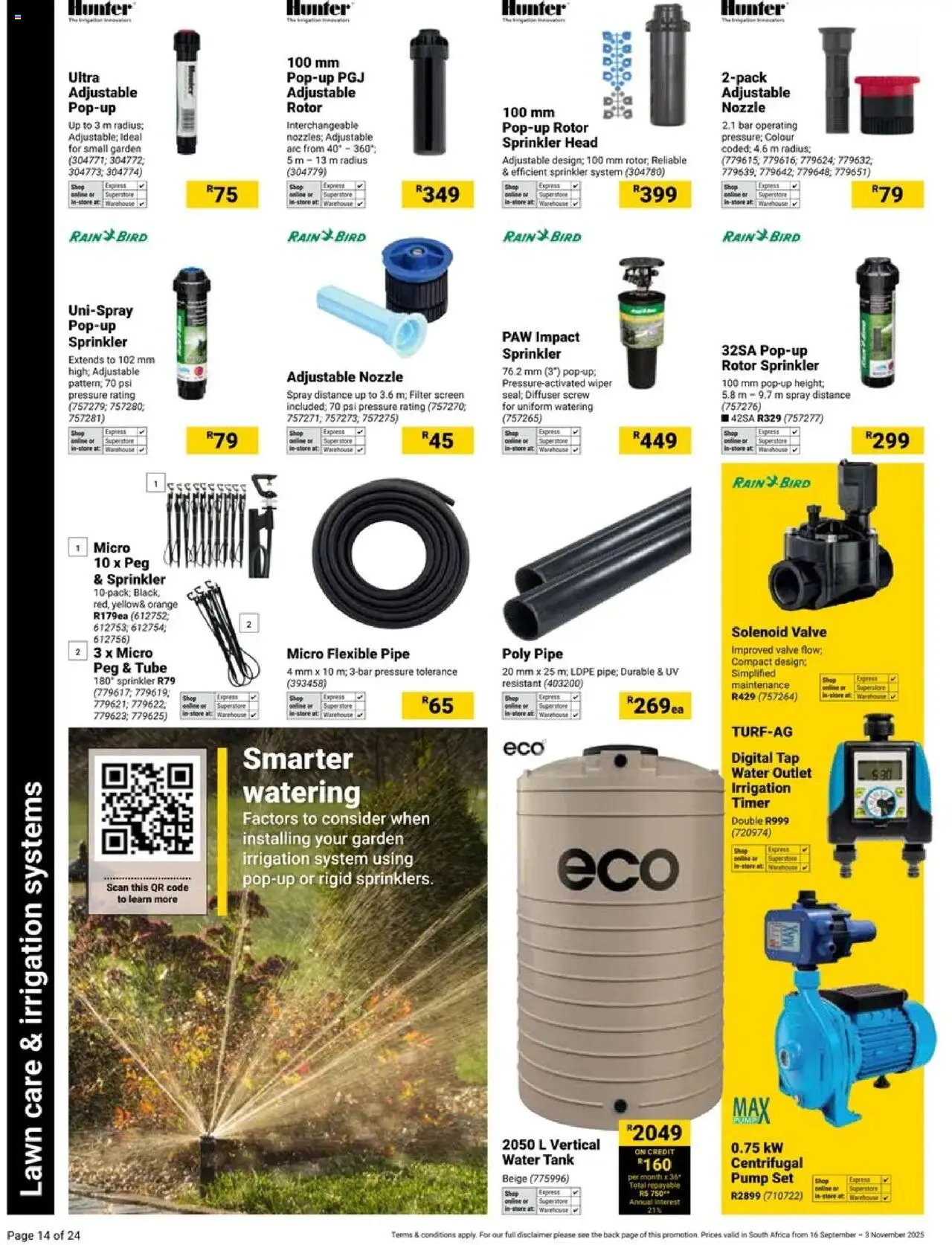 New Builders catalogue – valid from 16.09.2025 | Page: 14 | Products: Tank, Timer, Pipe, Water