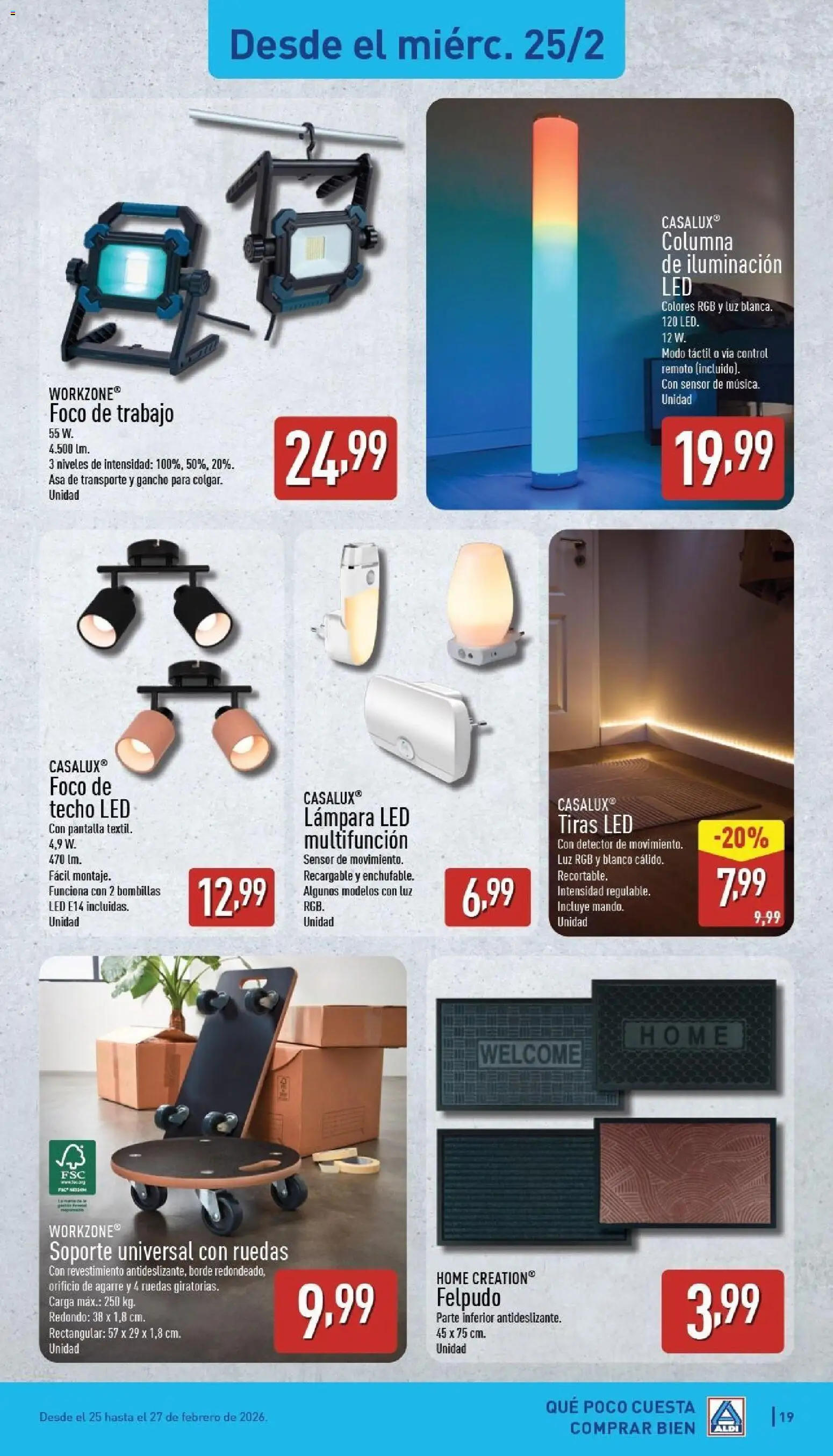 Aldi folleto Península │ válido desde el 23.02.2026 | Página: 19 | Productos: Galette de chaise, Felpudo, Lámpara