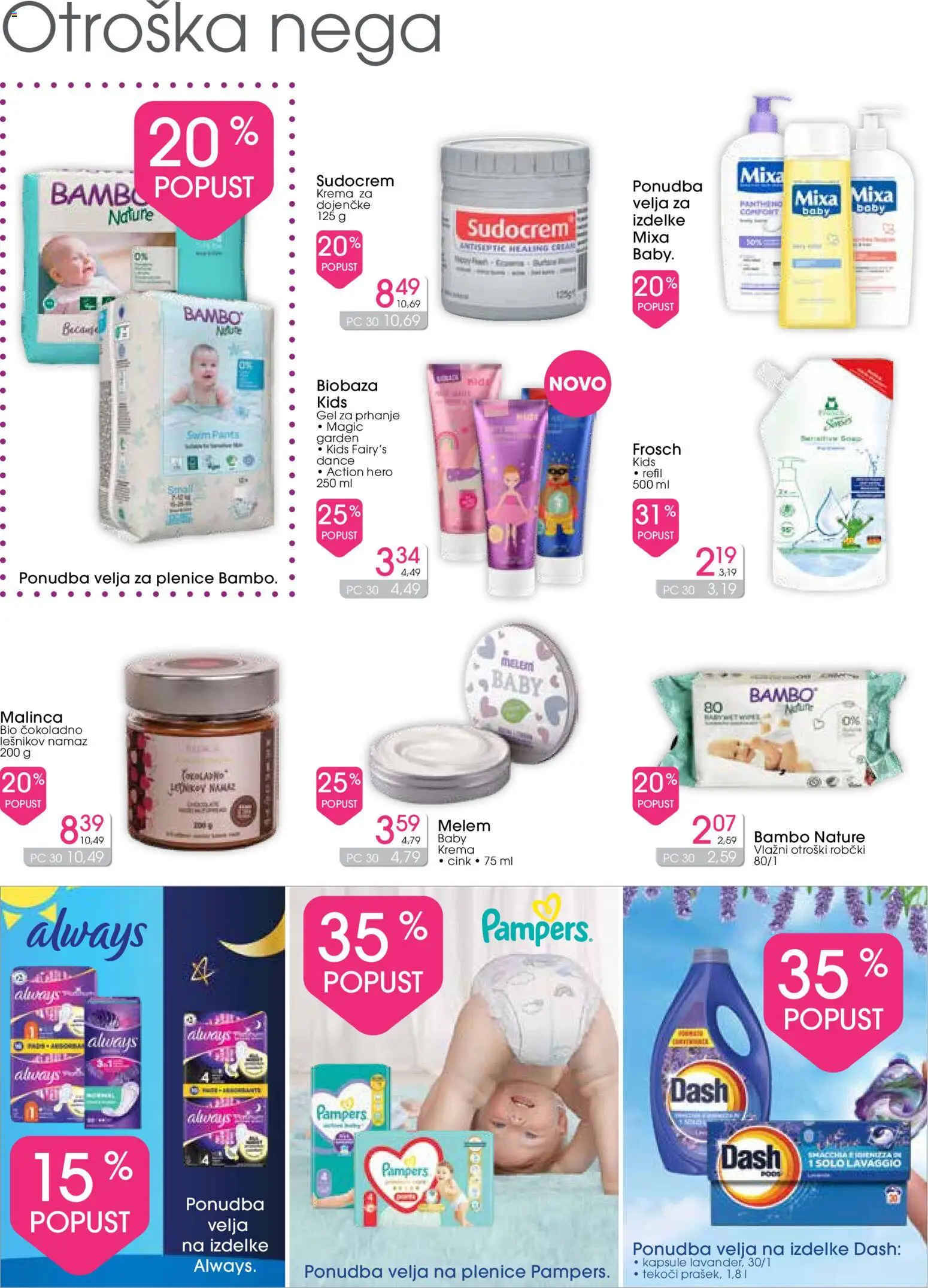 Novi Tuš drogerija katalog ponudbe – veljaven od 15.04.2026 | Stran: 10 | Izdelki: Gel za prhanje, Robčki, Namaz, Lešnikov namaz
