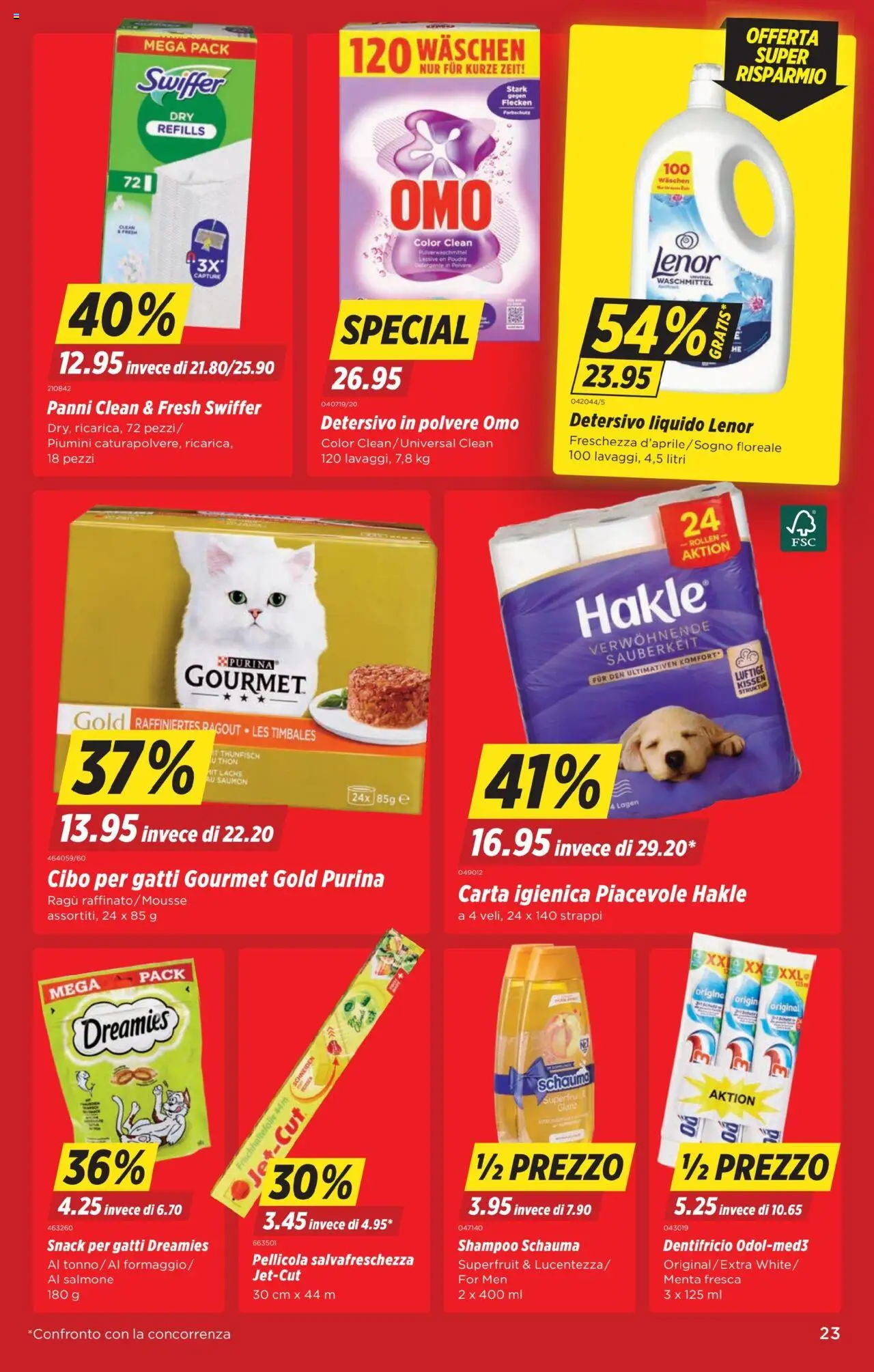 Denner Aktionen IT ab 12.08.2025 | Seite: 23 | Produkte: Kissen, Shampoo, Waschmittel, Lachs