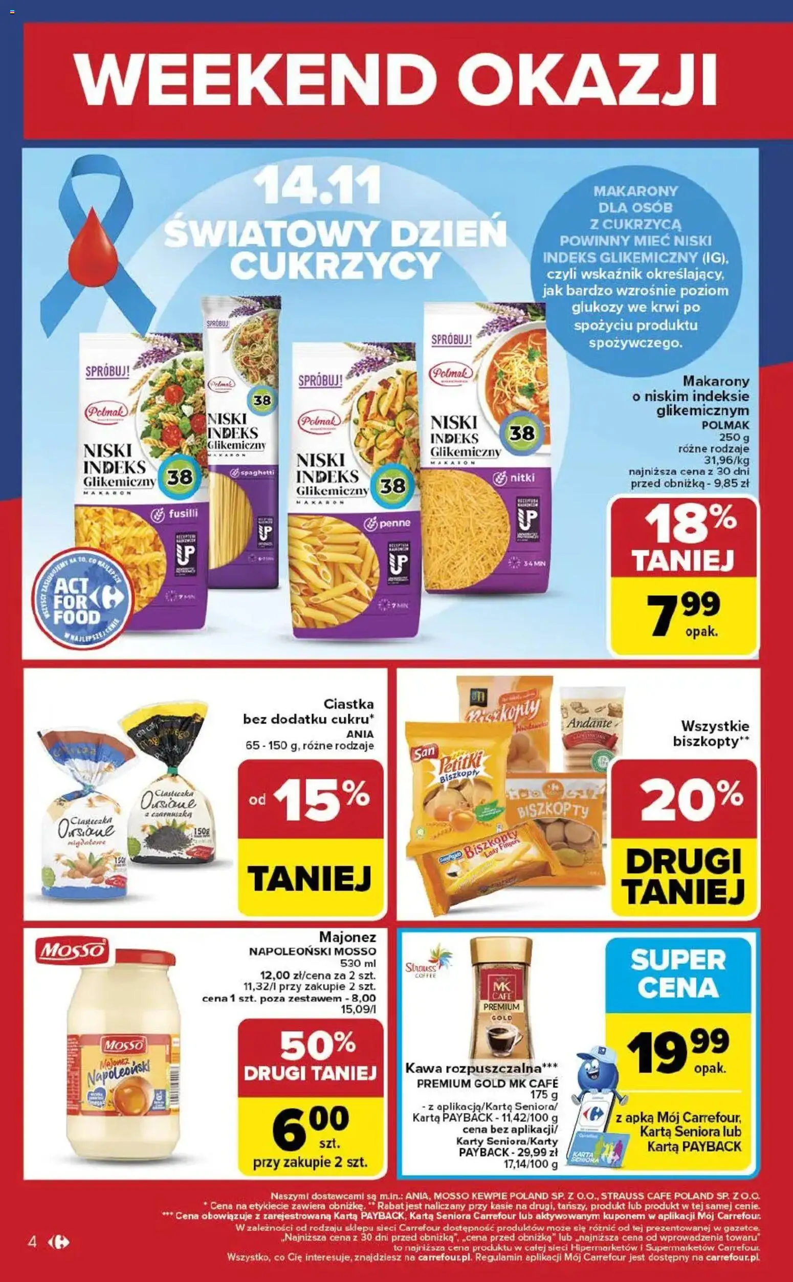 Carrefour Gazetka - Weekend okazji od 13.11.2025 | Strona: 5 | Produkty: Penne, Kawa rozpuszczalna, Makaron fusilli, Makarony