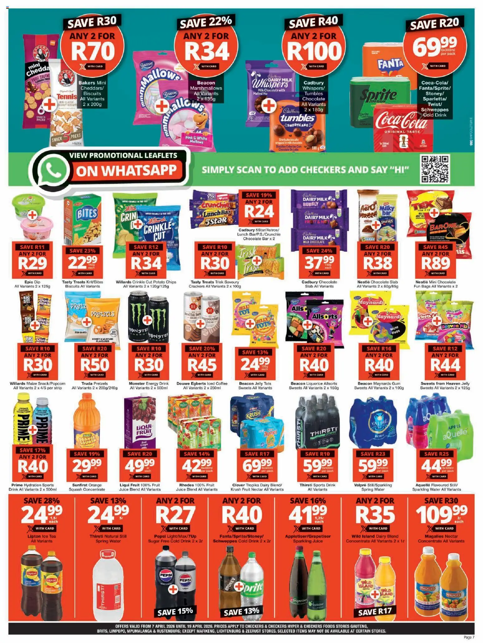 New Checkers catalogue – valid from 07.04.2026 | Page: 7 | Products: Milk, Wine, Stoney, Mustard