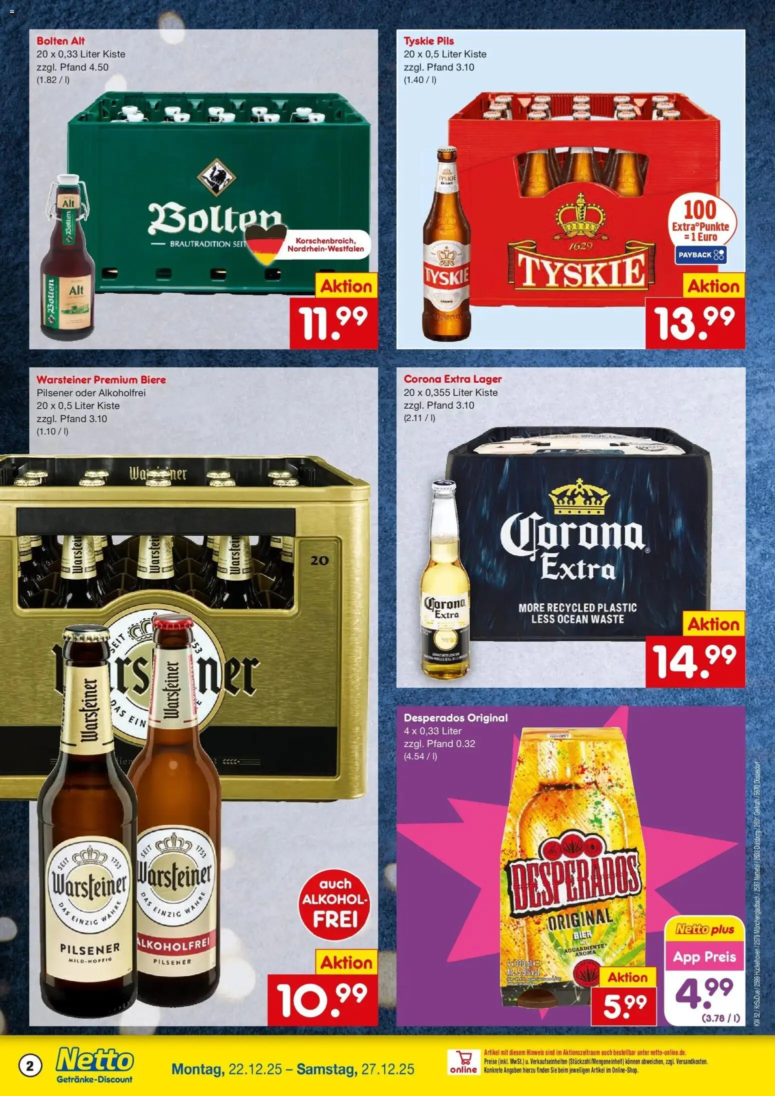 Netto Marken-Discount prospekt Düsseldorf	 – gültig ab 22.12.2025 | Seite: 2 | Produkte: Bier, Pils, Warsteiner, Desperados
