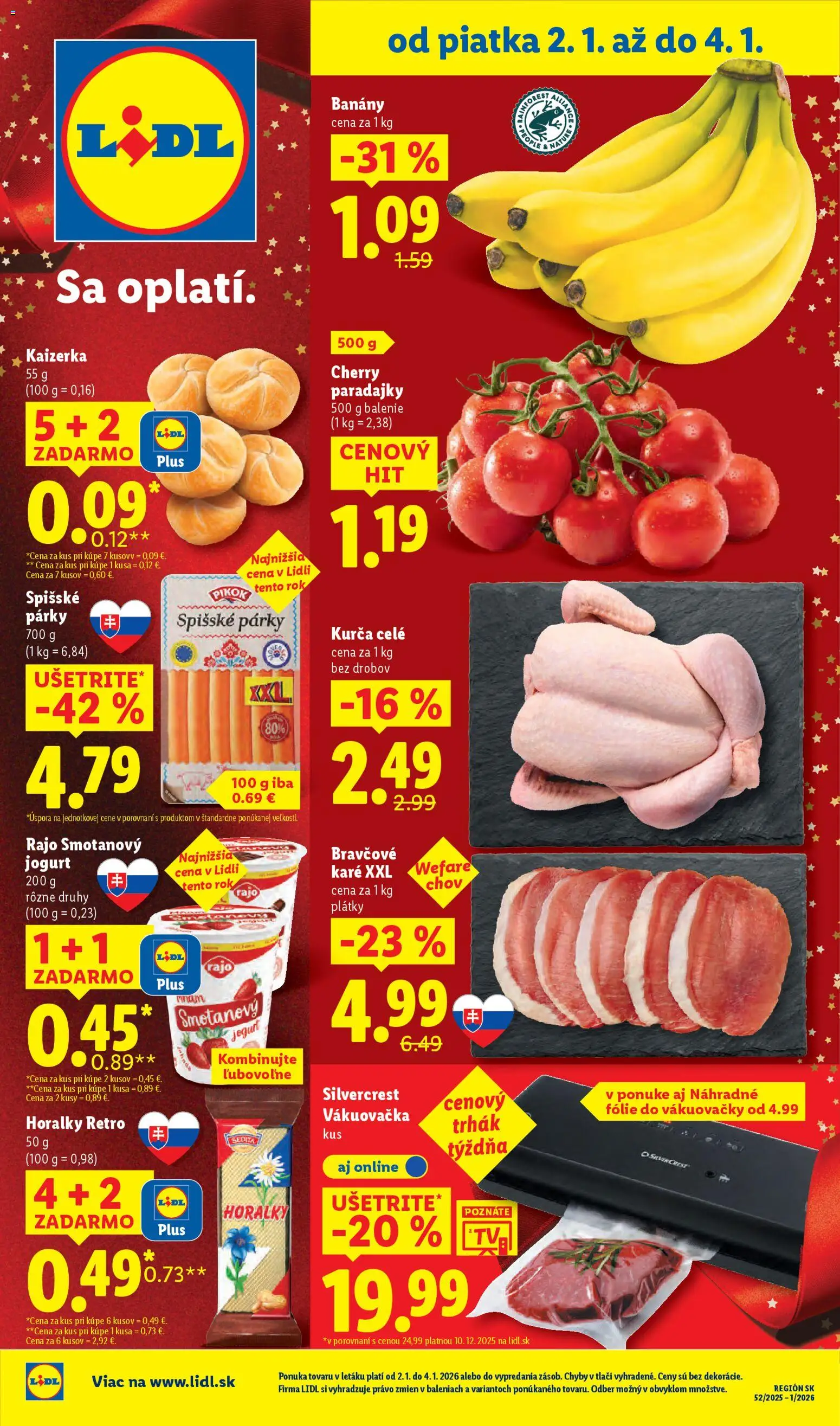 Nové Lidl akcie – leták je platný od 27.12.2025 | Strana: 66 | Produkty: Vákuovačka, Jogurt, Párky