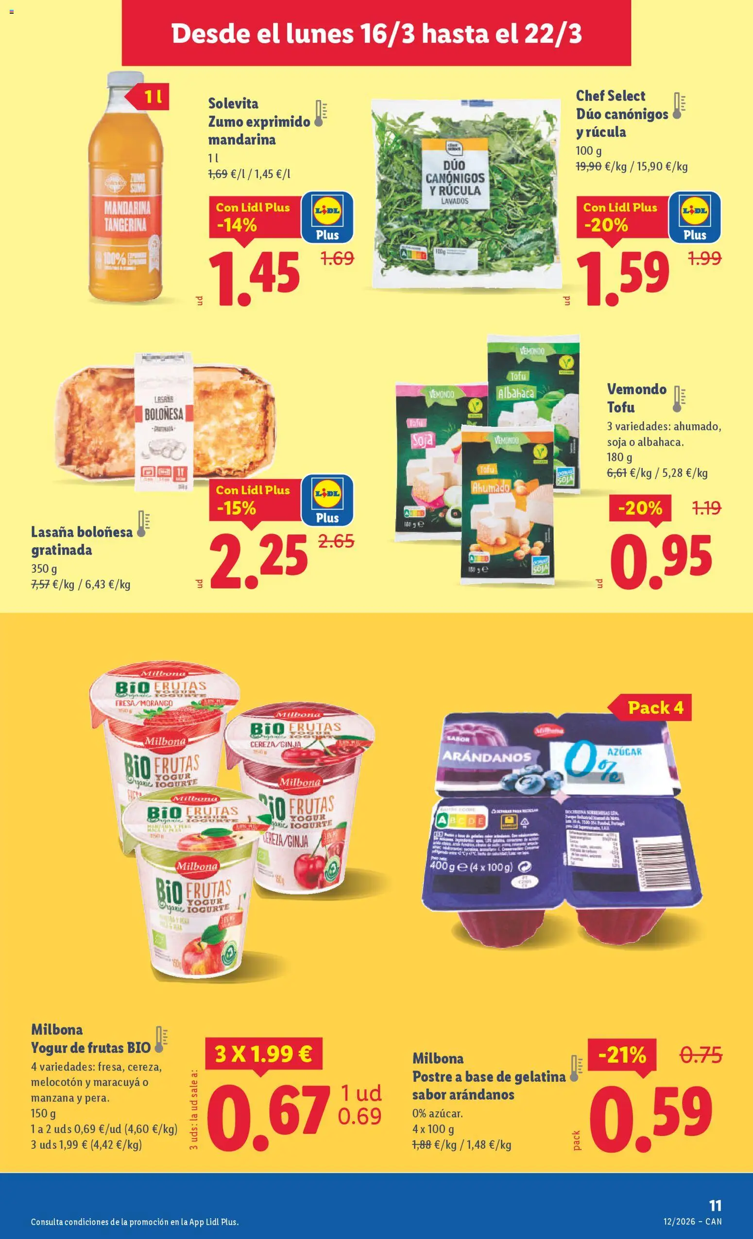 Lidl folleto │ válido desde el 16.03.2026 | Página: 11 | Productos: Gelatina, Yogur, Manzana, Lasaña