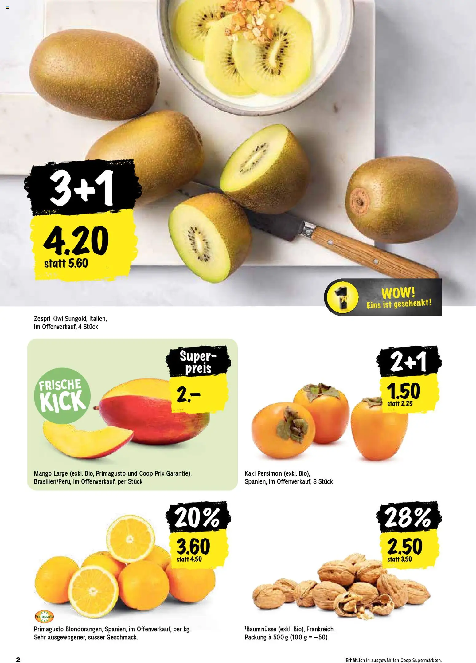 Coop Aktionen – gültig ab 08.01.2026 | Seite: 2 | Produkte: Kaki, Kiwi, Mango