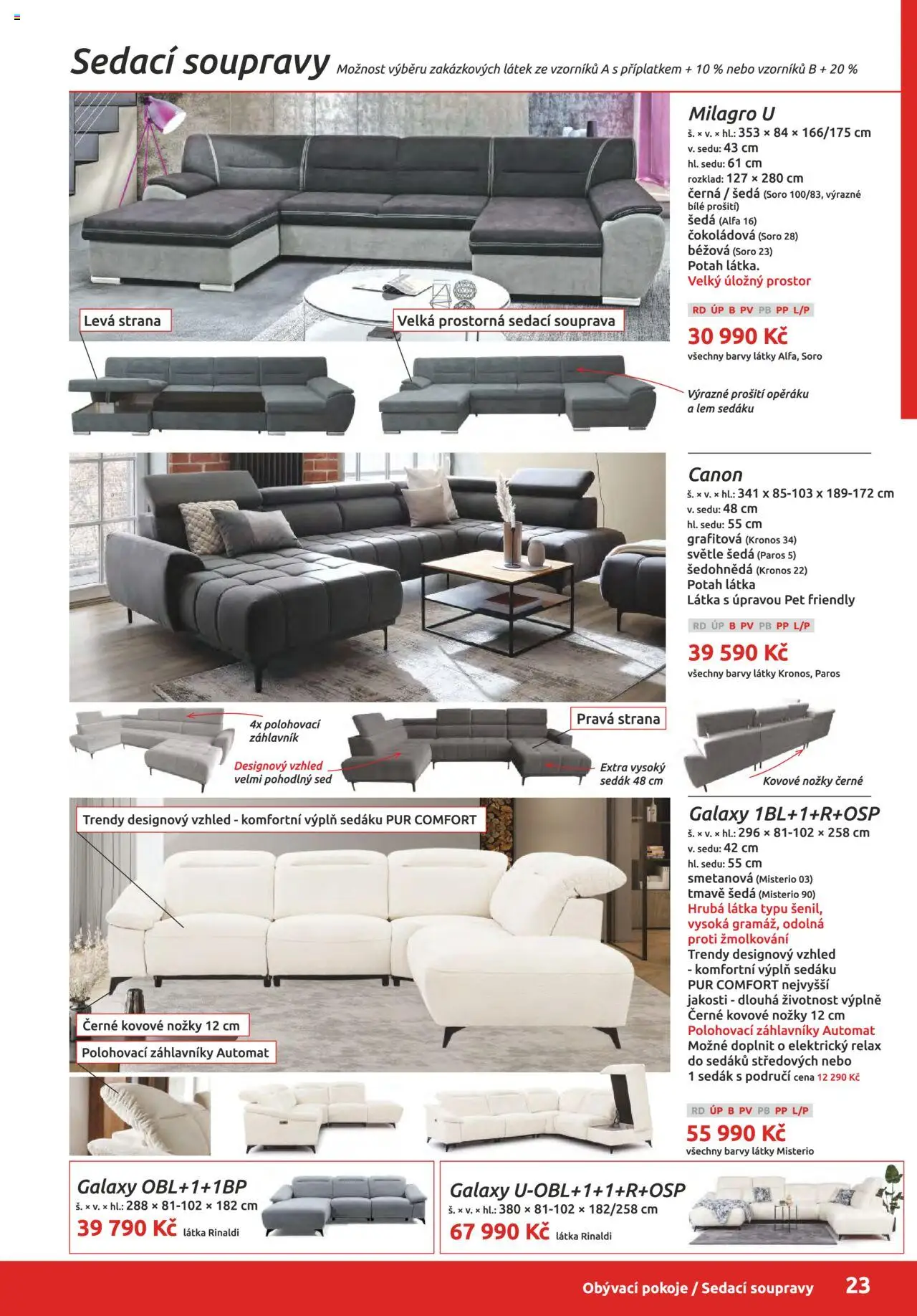 ORFA nábytek katalog 2025-2026 od 01.10.2025 | Strana: 23 | Produkty: Sedací souprava, Barvy