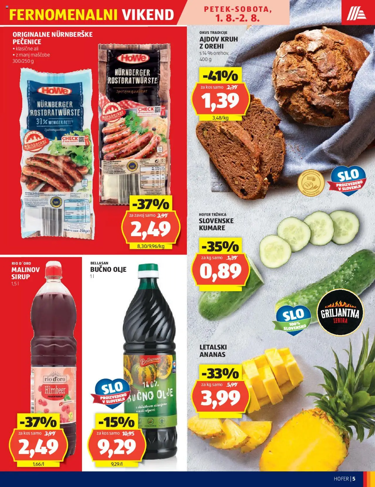 Hofer katalog │ velja od 31.07.2025 | Stran: 5 | Izdelki: Bučno olje, Kos, Olje, Kruh