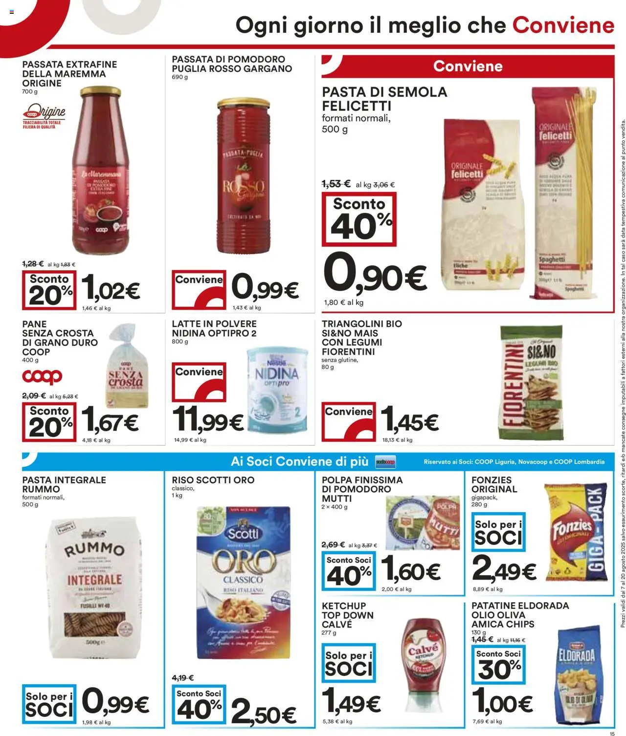 Volantino COOP del 07.08.2025 | Pagina: 15 | Prodotti: Riso, Ketchup, Olio, Top