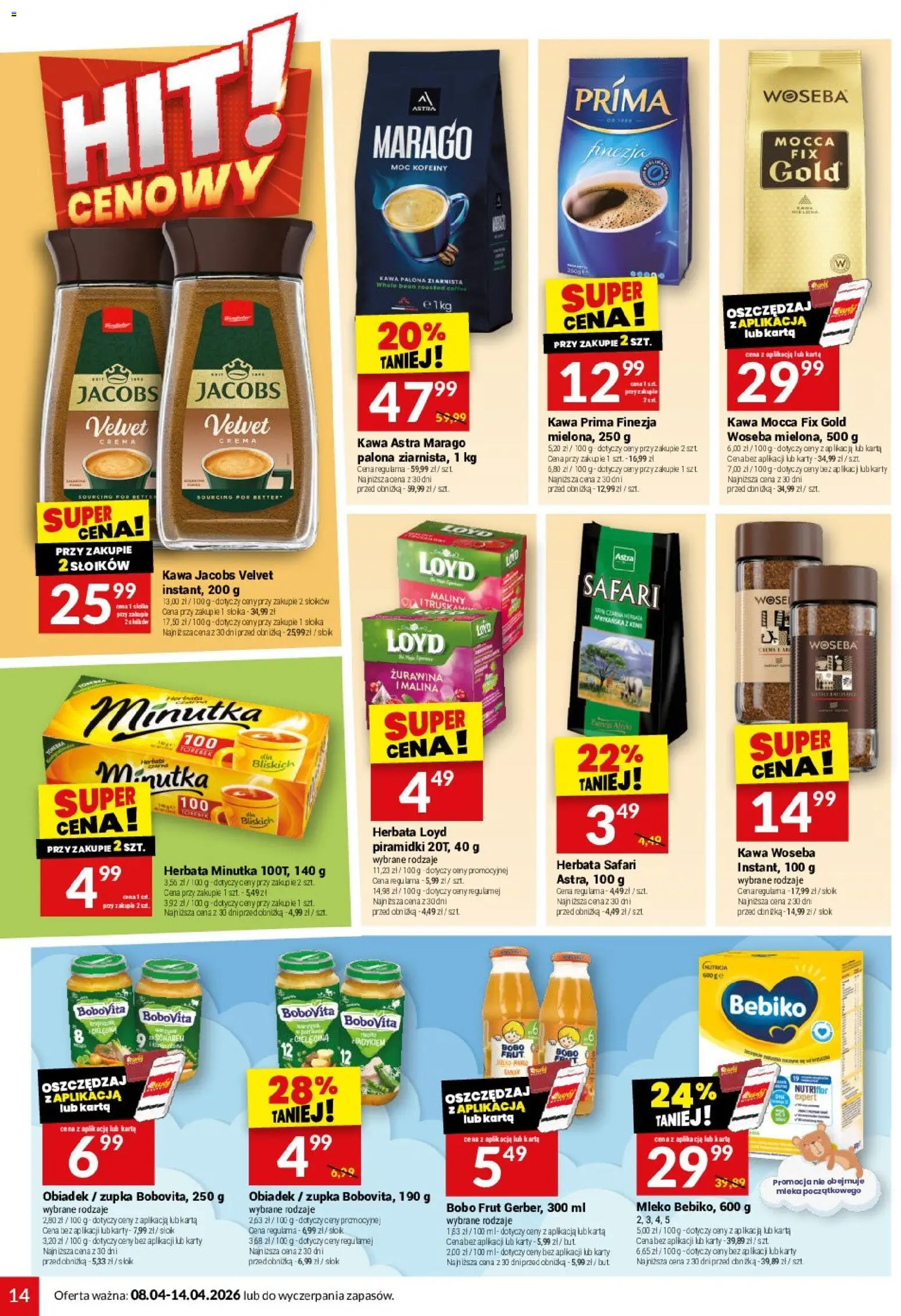 Twój Market gazetka od 08.04.2026 | Strona: 14 | Produkty: Malina, Kawa jacobs velvet, Sok, Herbata