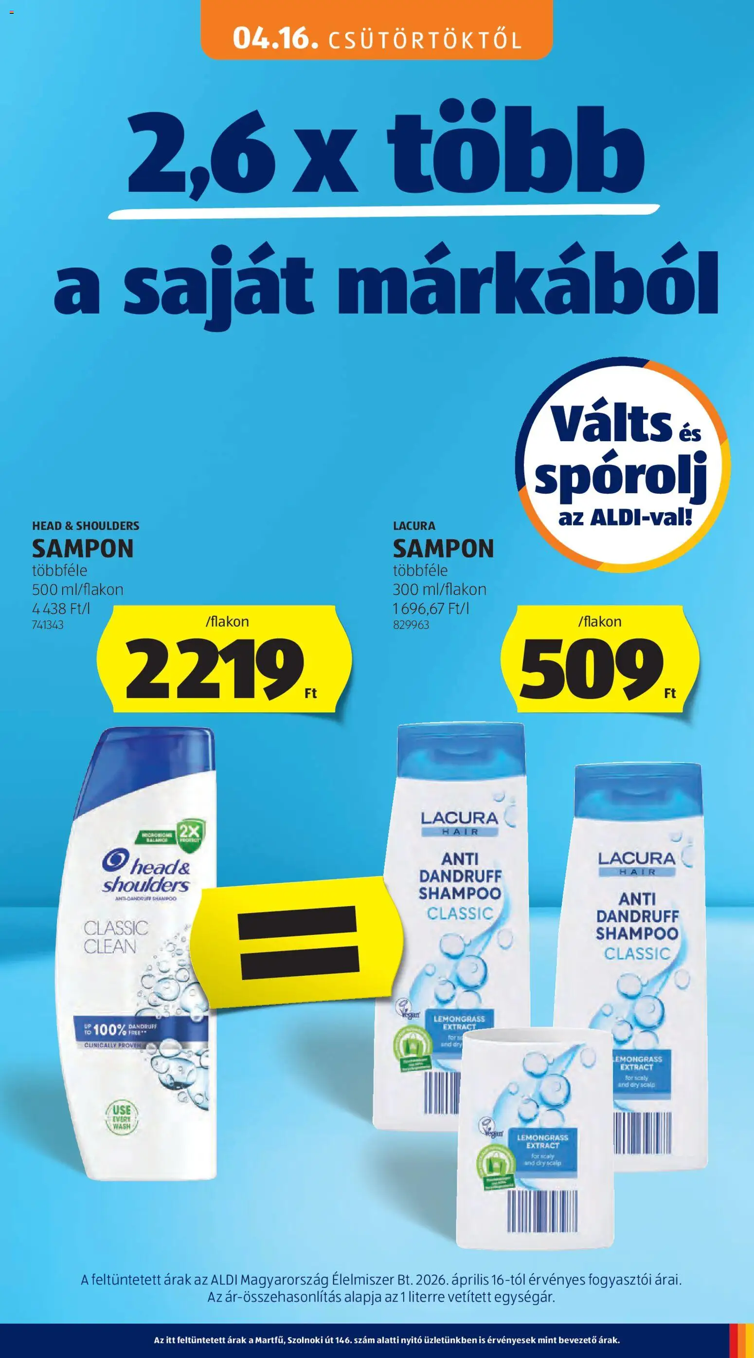 Aldi akciós ujság - amely érvényes a következő dátumtól: 16.04.2026 | Oldal: 13 | Termékek: Sampon