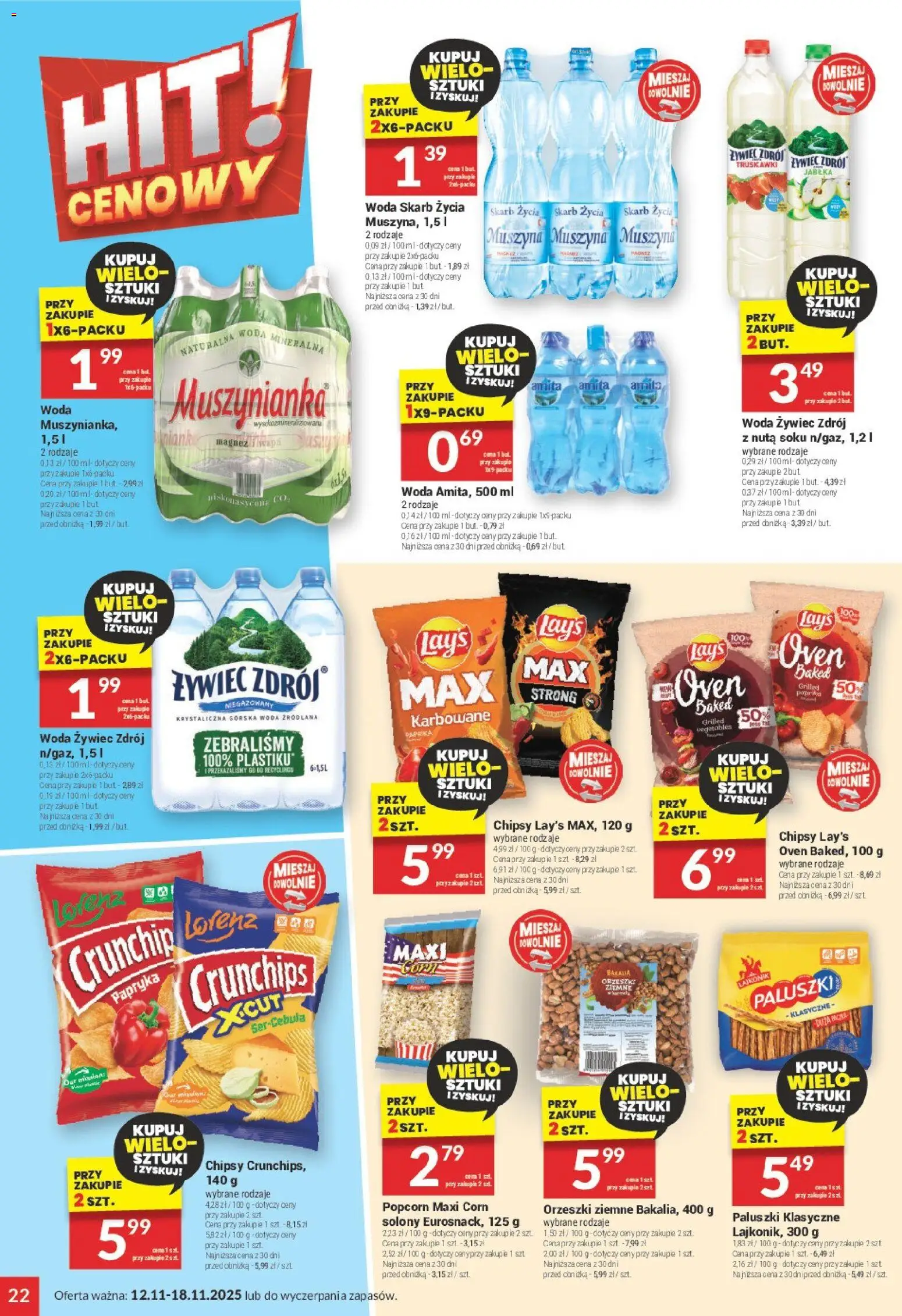 Twój Market Gazetka od 12.11.2025 | Strona: 22 | Produkty: Woda źródlana, Lays, Popcorn, Truskawki