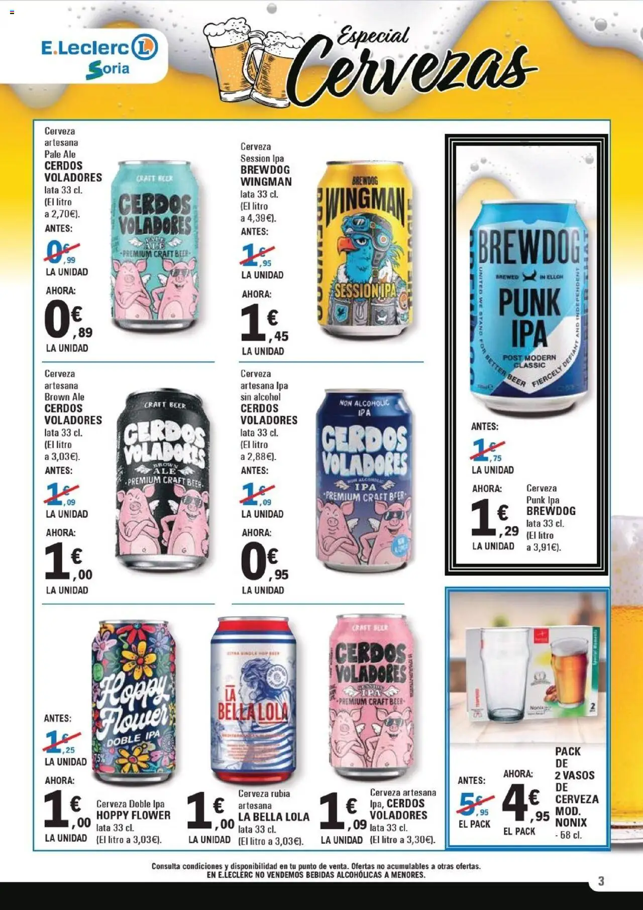 E.Leclerc folleto │ válido desde el 15.10.2025 | Página: 3 | Productos: Cerveza, Vasos