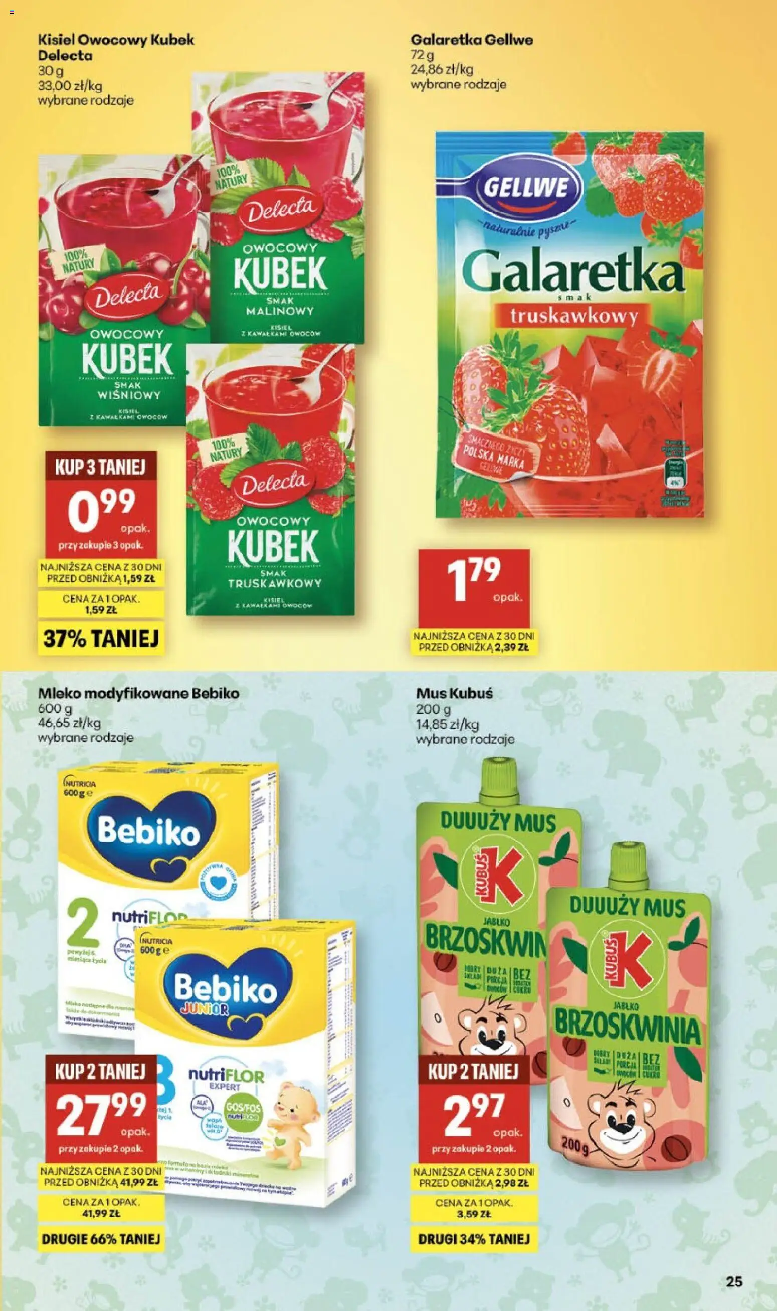 Delikatesy Centrum Gazetka od 26.02.2026 | Strona: 25 | Produkty: Brzoskwinia, Galaretka, Mleko modyfikowane, Mleko