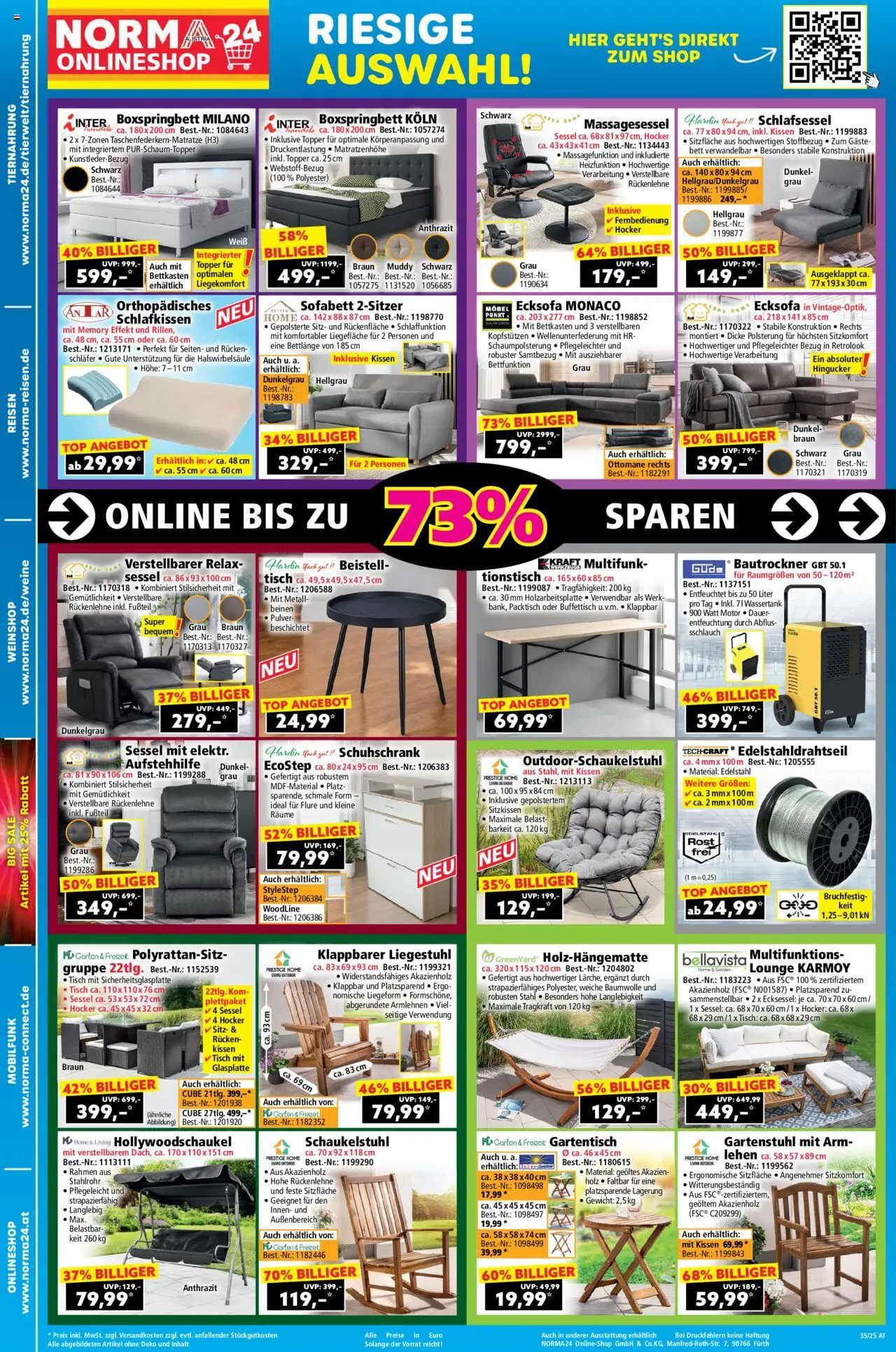Norma Online Shop gültig ab 24.08.2025 | Seite: 2 | Produkte: Bett, Kissen, Liegestuhl, Tisch