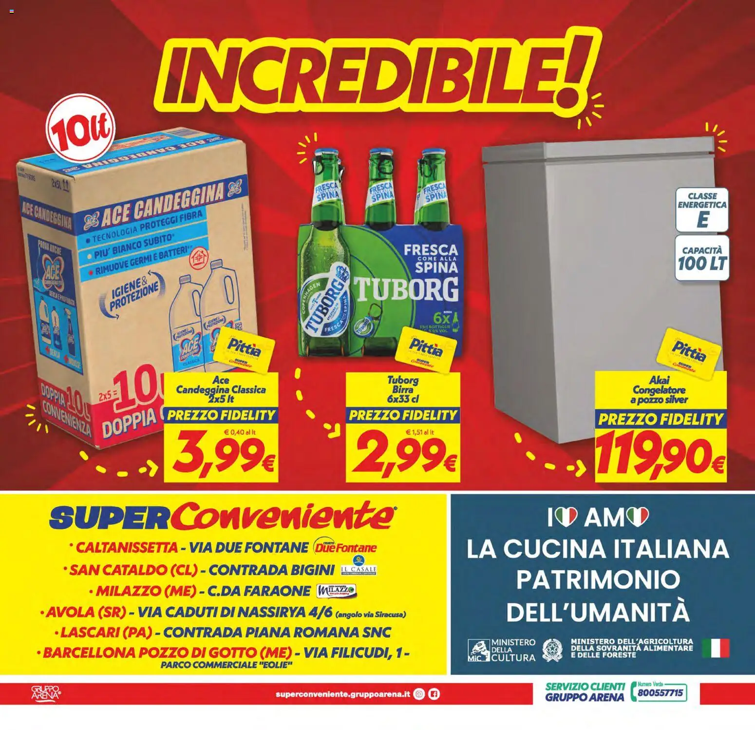 Volantino SuperConveniente del 17.04.2026 | Pagina: 28 | Prodotti: Birra, Candeggina, Congelatore