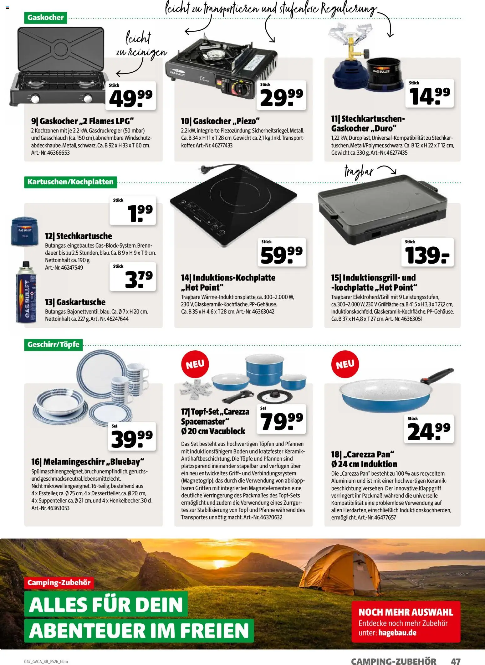 Hagebau Gartenmöbelsortiment – gültig ab 02.03.2026 | Seite: 47 | Produkte: Gewicht, Kochplatte