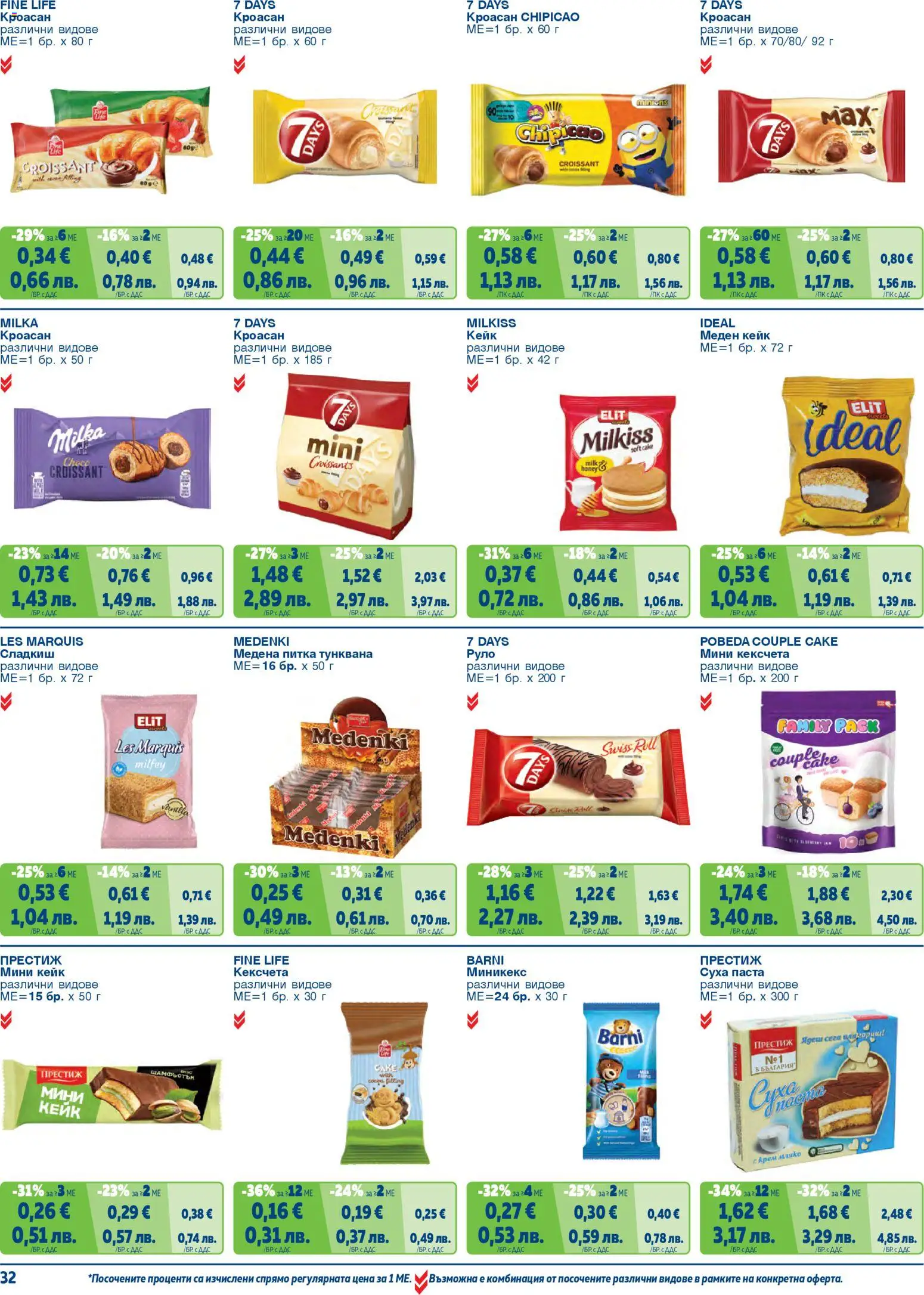 {H1} | Страница: 32 | Продукти: Крем, Суха паста, Кроасан, Питка