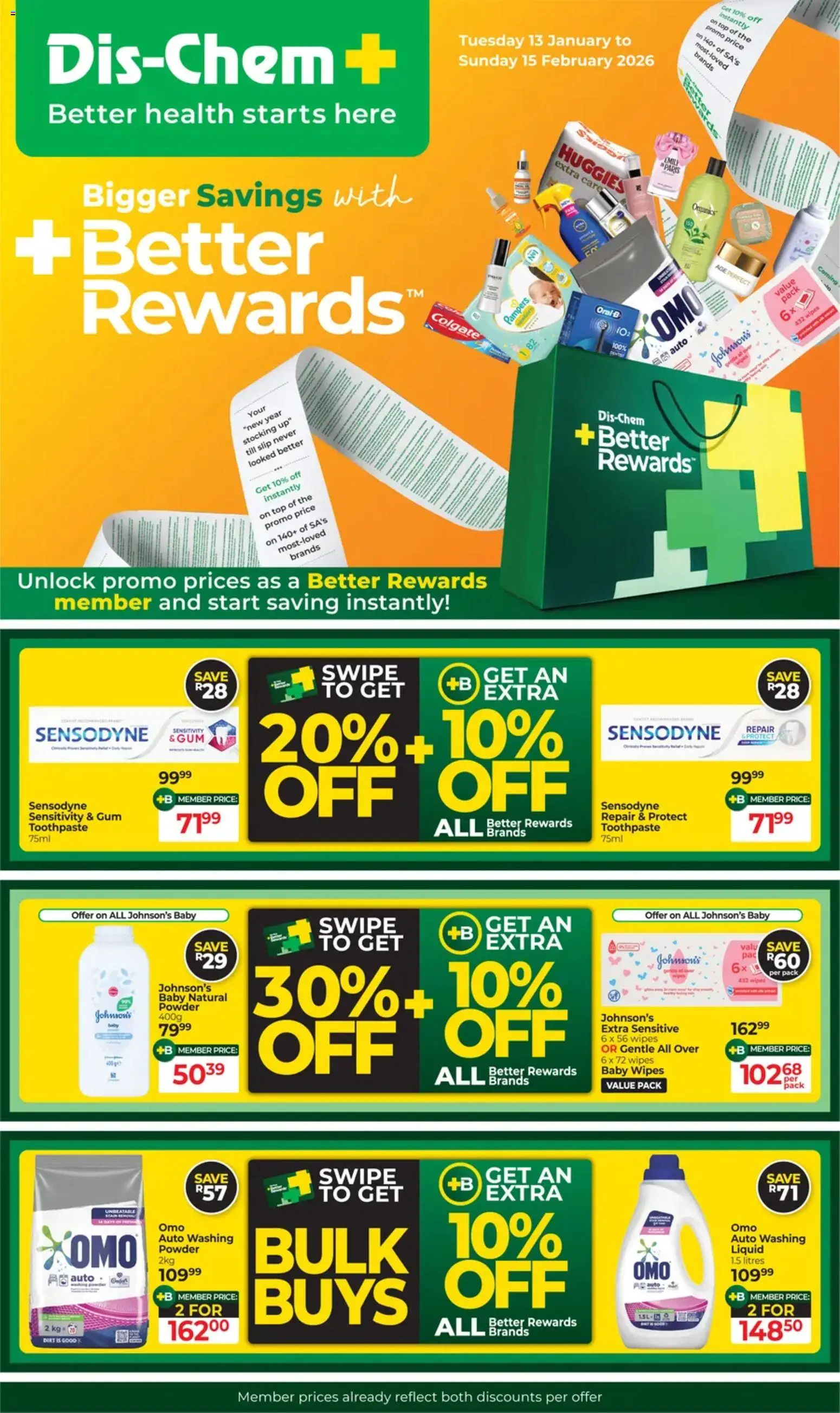 New Dis-Chem catalogue – valid from 13.01.2026 | Page: 1 | Products: Powder, Toothpaste, Washing powder