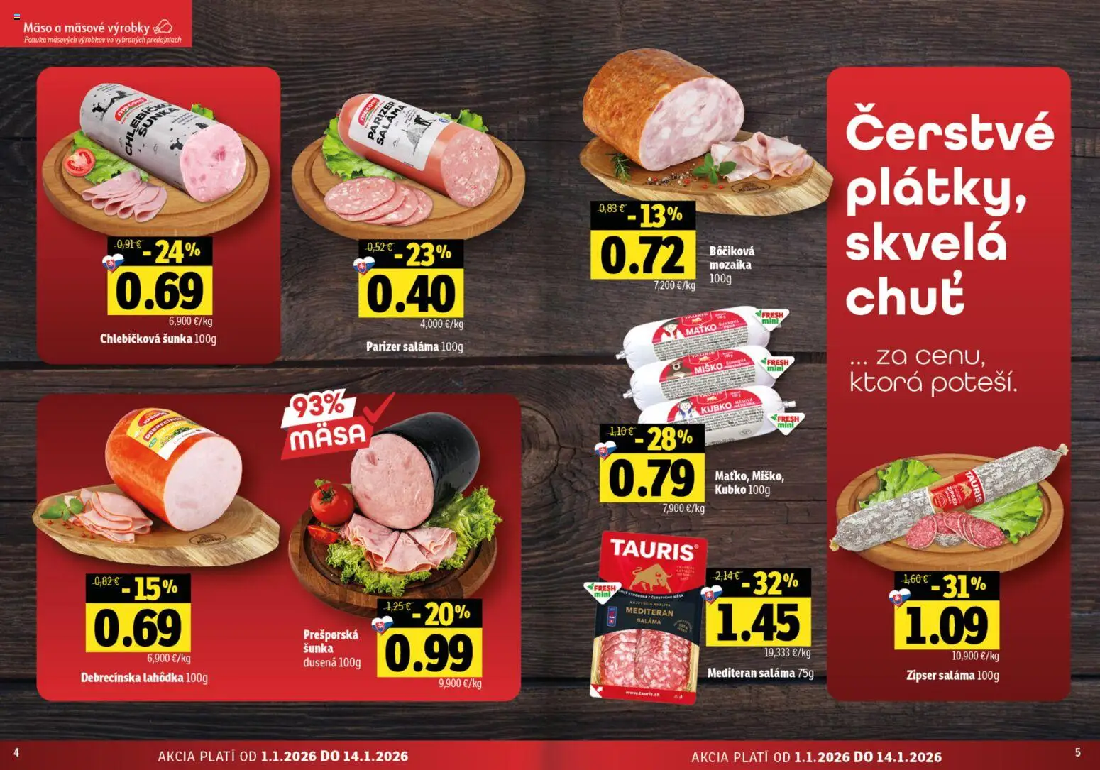 Nové Fresh akcie – leták je platný od 01.01.2026 | Strana: 3 | Produkty: Saláma, Šunka
