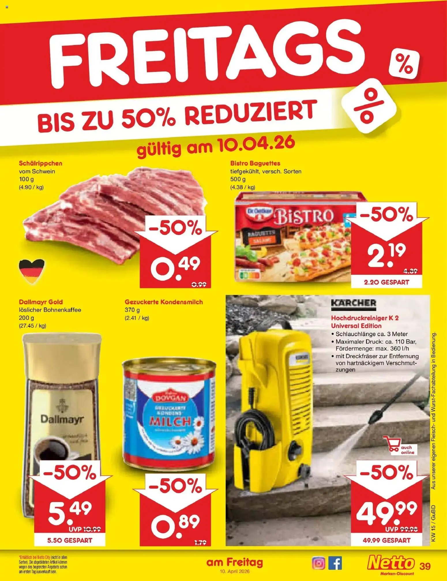 Netto Marken-Discount Prospekt Augustusburg	 – gültig ab 05.04.2026 | Seite: 57 | Produkte: Milch, Dallmayr, Hochdruckreiniger, Fleisch