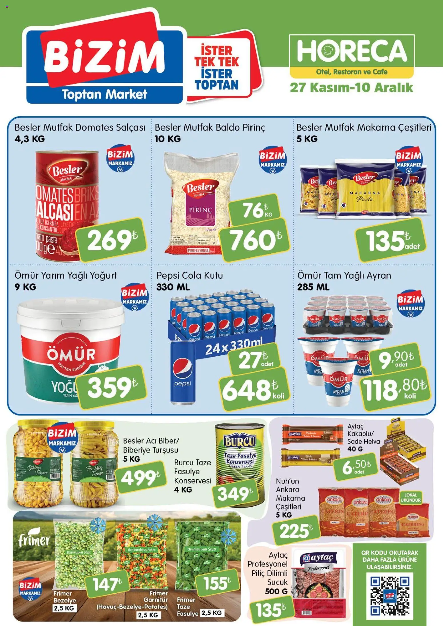 Bizim Toptan - Horeca kataloğu - 27.11.2025 tarihinden itibaren geçerlidir | Sayfa: 1 | Ürünler: Yoğurt, Taze Fasulye, Pirinç, Sucuk