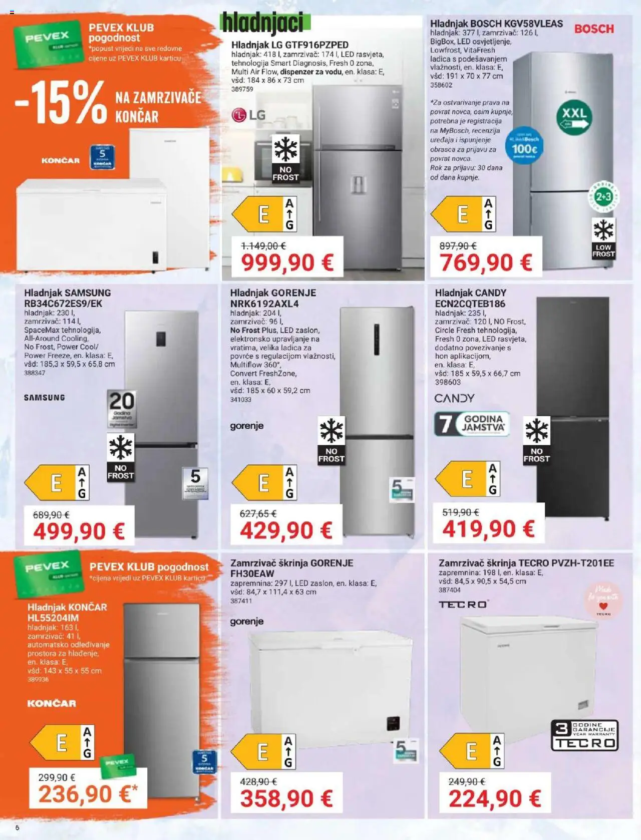 Pevex katalog | vrijedi od 25.09.2025 | Stranica: 6 | Proizvodi: Povrće, Hladnjak, Zamrzivač
