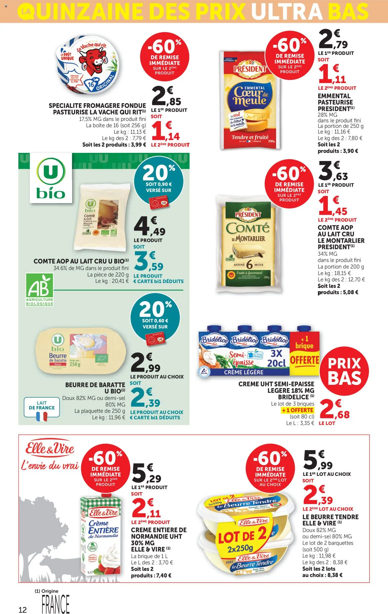 {H1} | Page: 12 | Produits: Emmental, Briques, Lait, Beurre