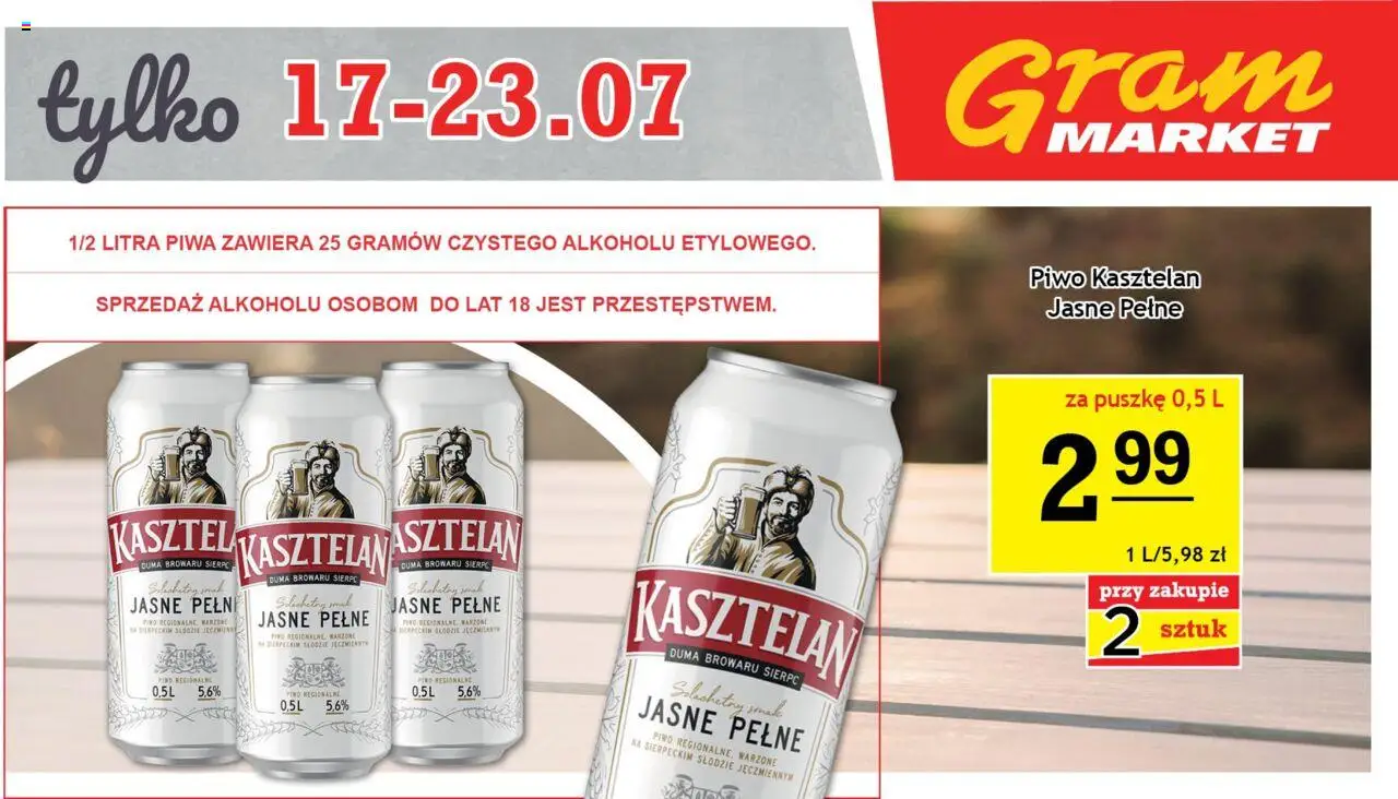 Gram Market Gazetka - Billboard od 17.07.2025 | Strona: 1 | Produkty: Piwo