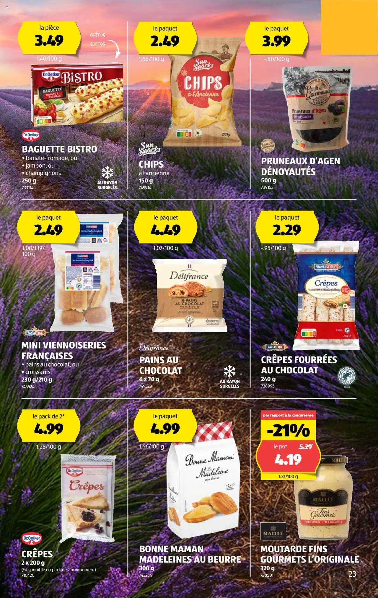 Aldi Prospectus ab 14.08.2025 | Seite: 23 | Produkte: Baguette, Champignons, Chips