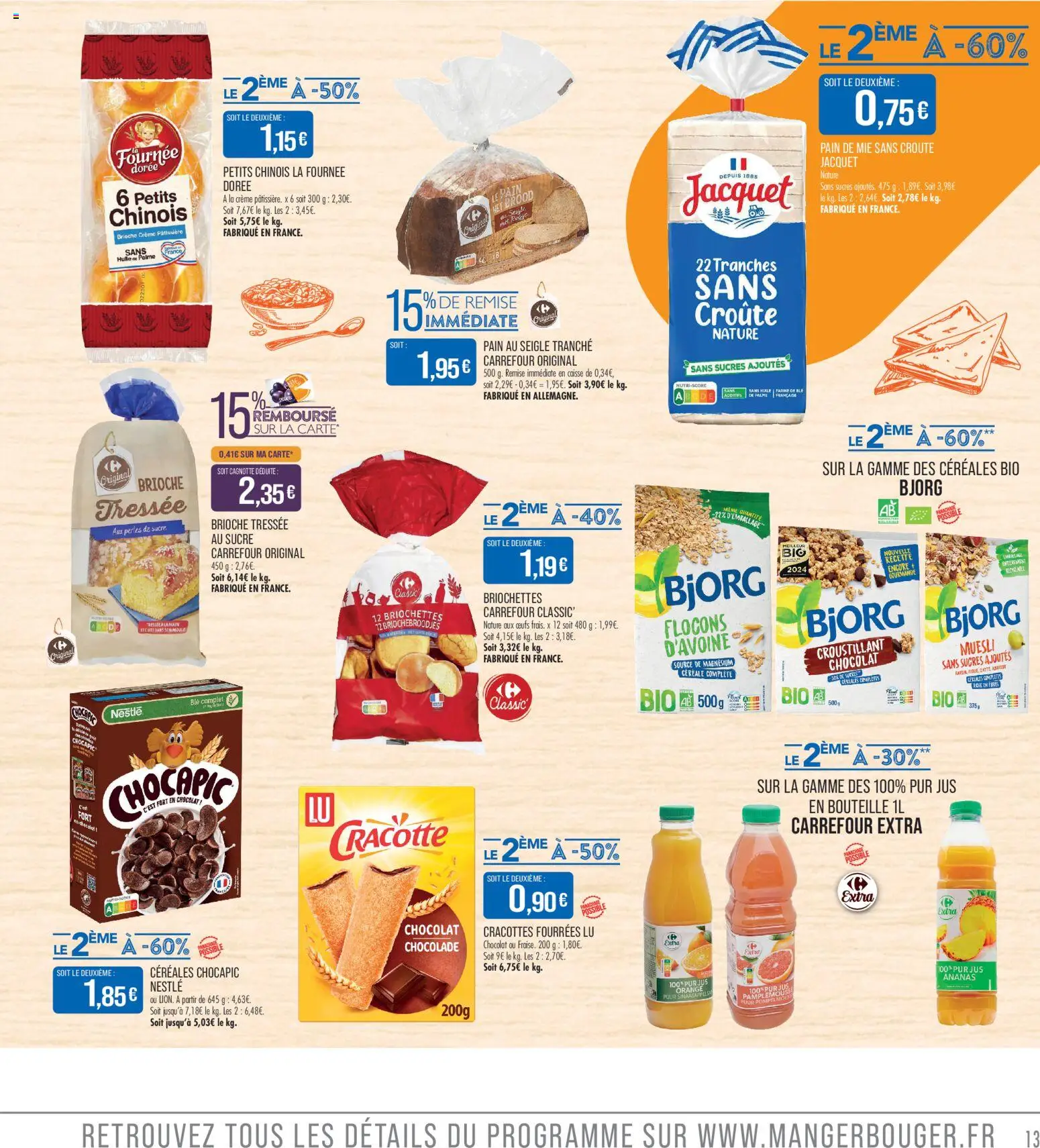 {H1} | Page: 13 | Produits: Flocons, Chocapic, Chocolat, Jus