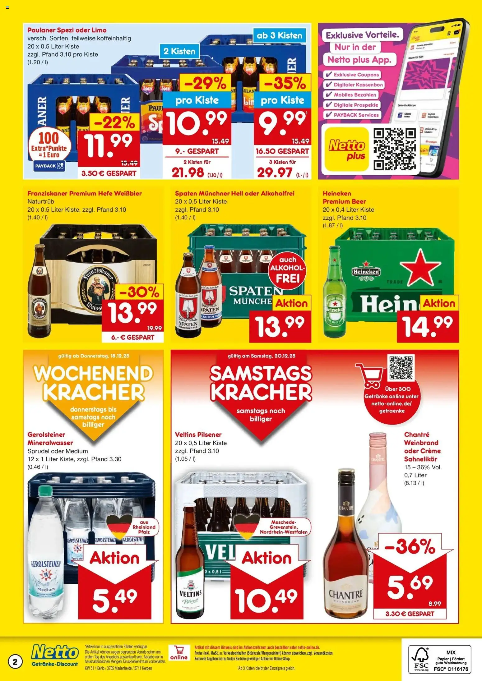 Netto Marken-Discount prospekt Kerpen	 – gültig ab 15.12.2025 | Seite: 2 | Produkte: Franziskaner, Weißbier, Veltins, Gerolsteiner