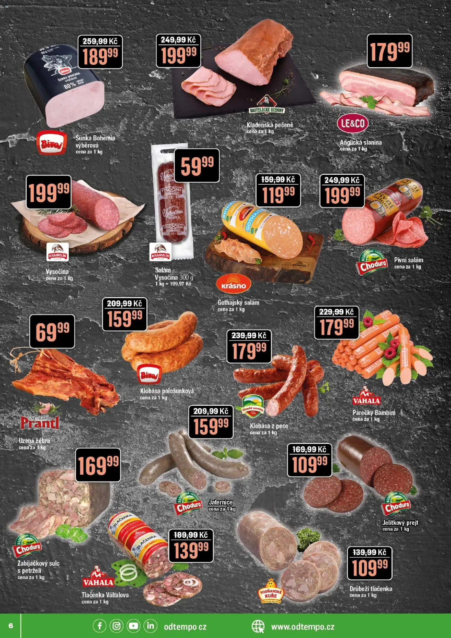 Tempo leták - Tuty od 19.11.2025 | Strana: 6 | Produkty: Uzená žebra, Gothajský salám, Tlačenka, Kuře