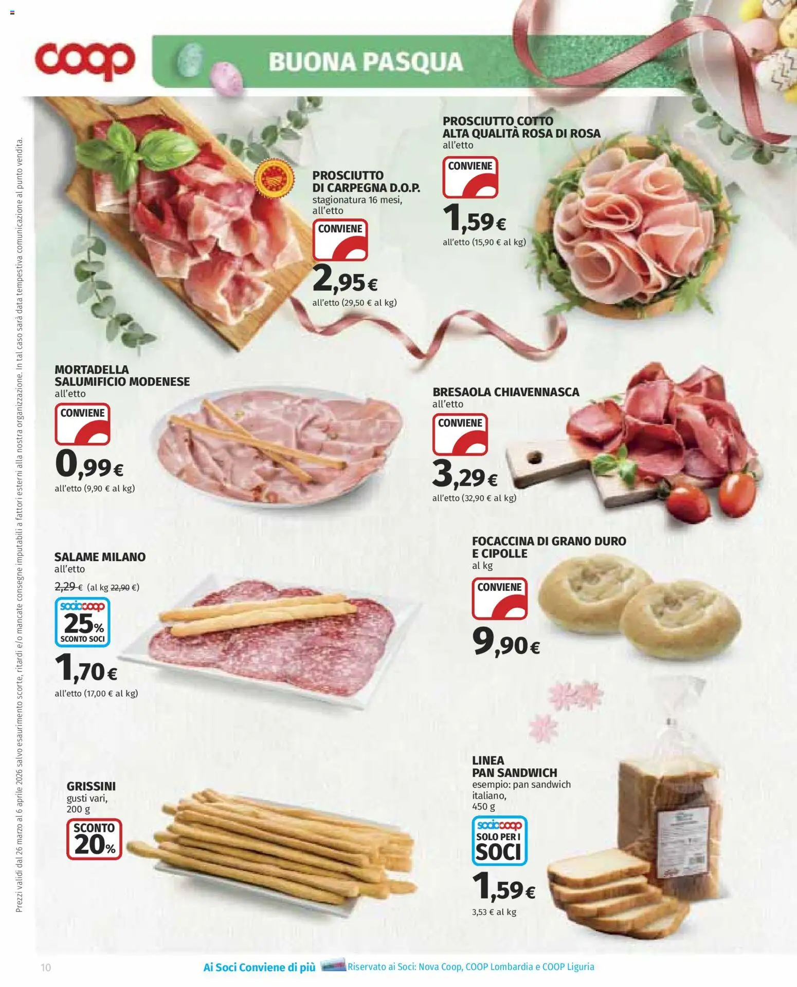 Volantino COOP del 26.03.2026 | Pagina: 10 | Prodotti: Prosciutto Cotto, Salame, Prosciutto, Data