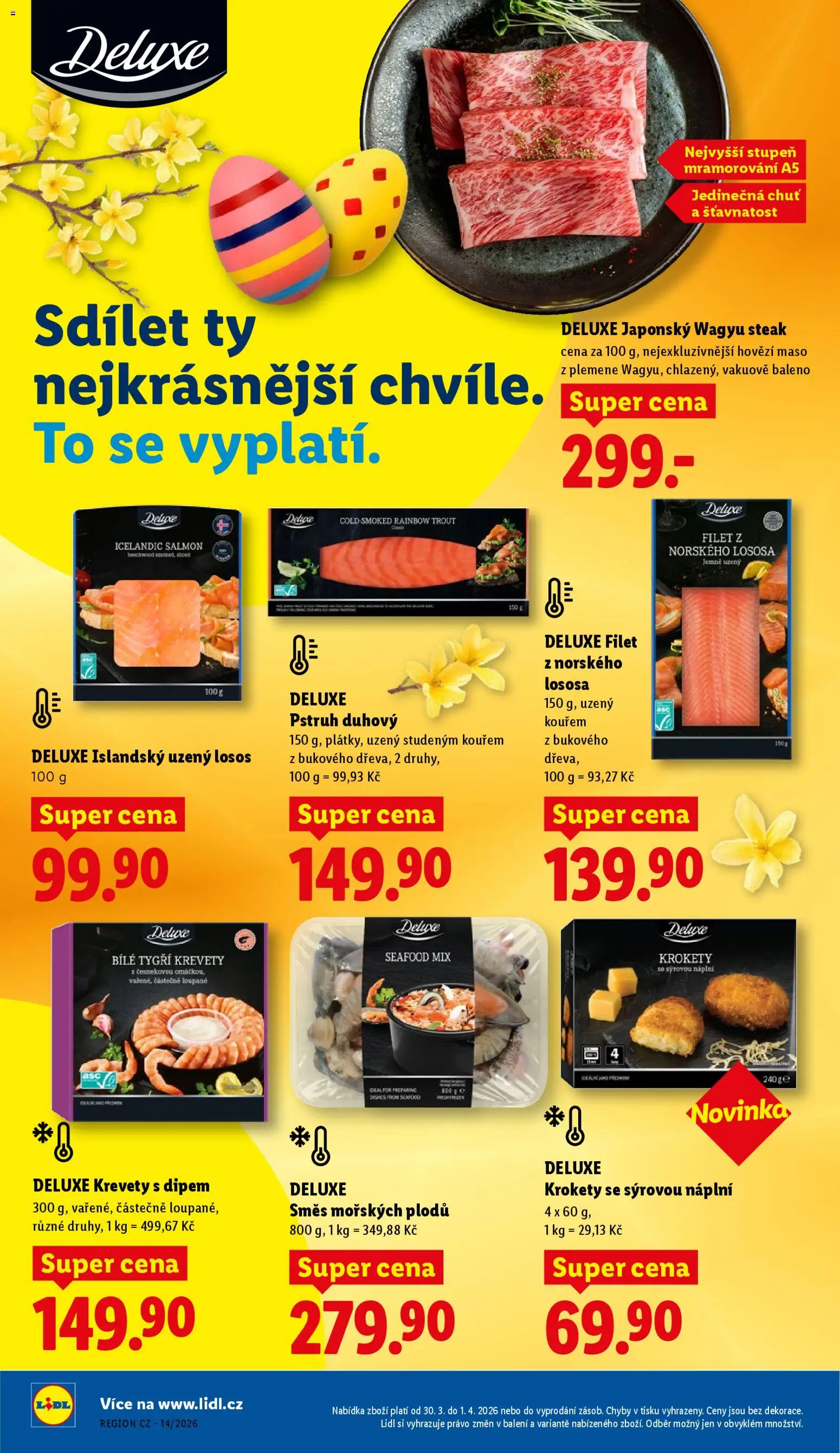 Lidl leták od 30.03.2026 | Strana: 14 | Produkty: Steak, Pstruh, Filet, Uzený losos