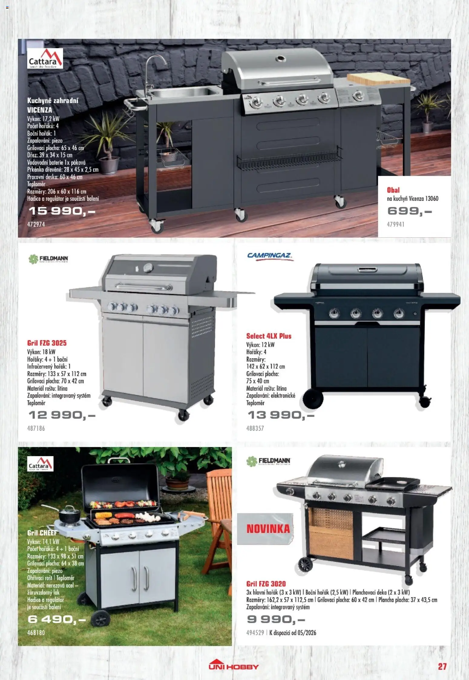 Uni Hobby katalog - Nábytek, grily a bazény 2026 od 10.04.2026 | Strana: 27 | Produkty: Gril, Pracovní deska, Baterie, Prkénko