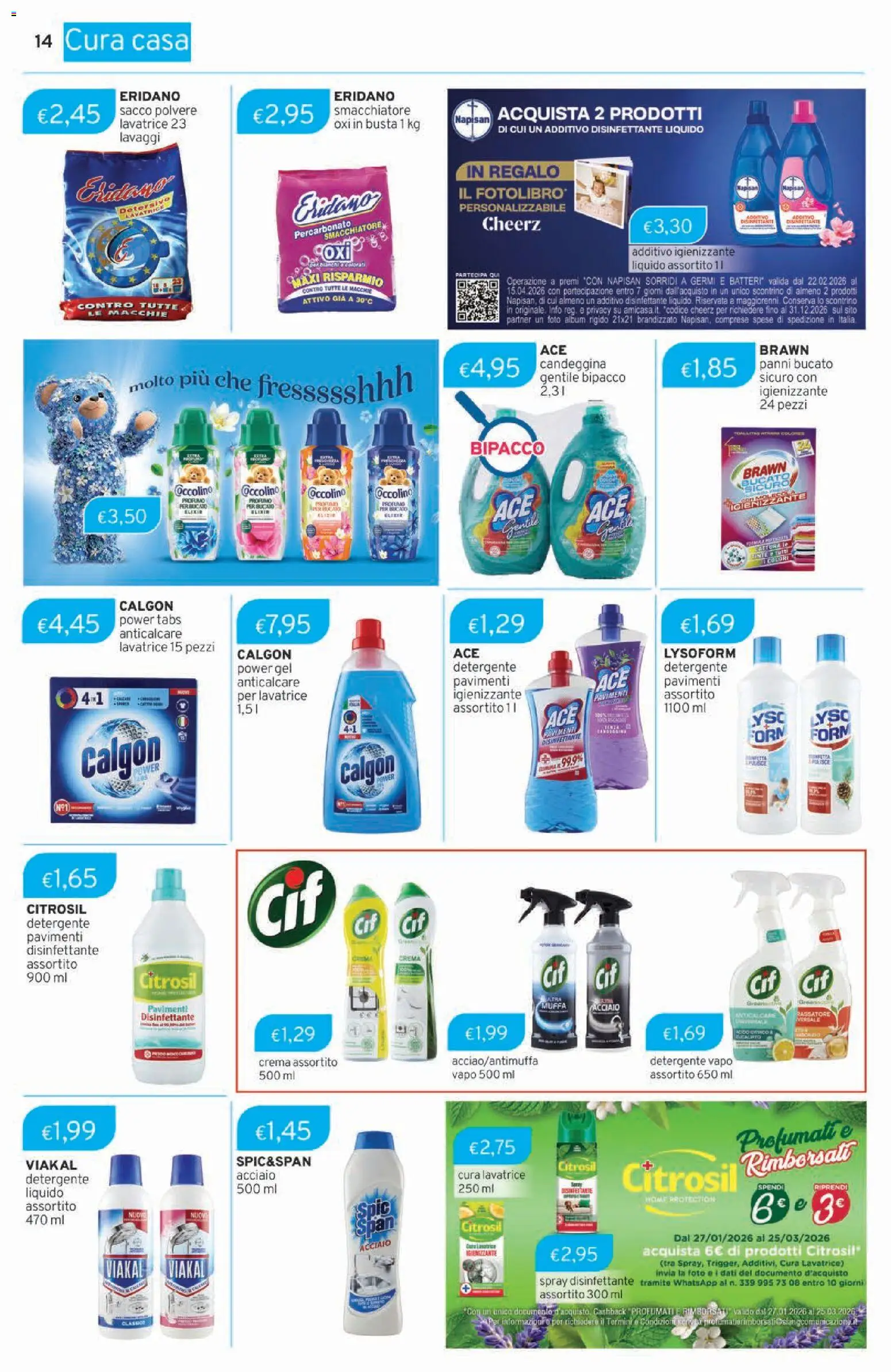 Volantino Sirene Blu del 03.03.2026 | Pagina: 14 | Prodotti: Crema, Detergente, Candeggina, Anticalcare