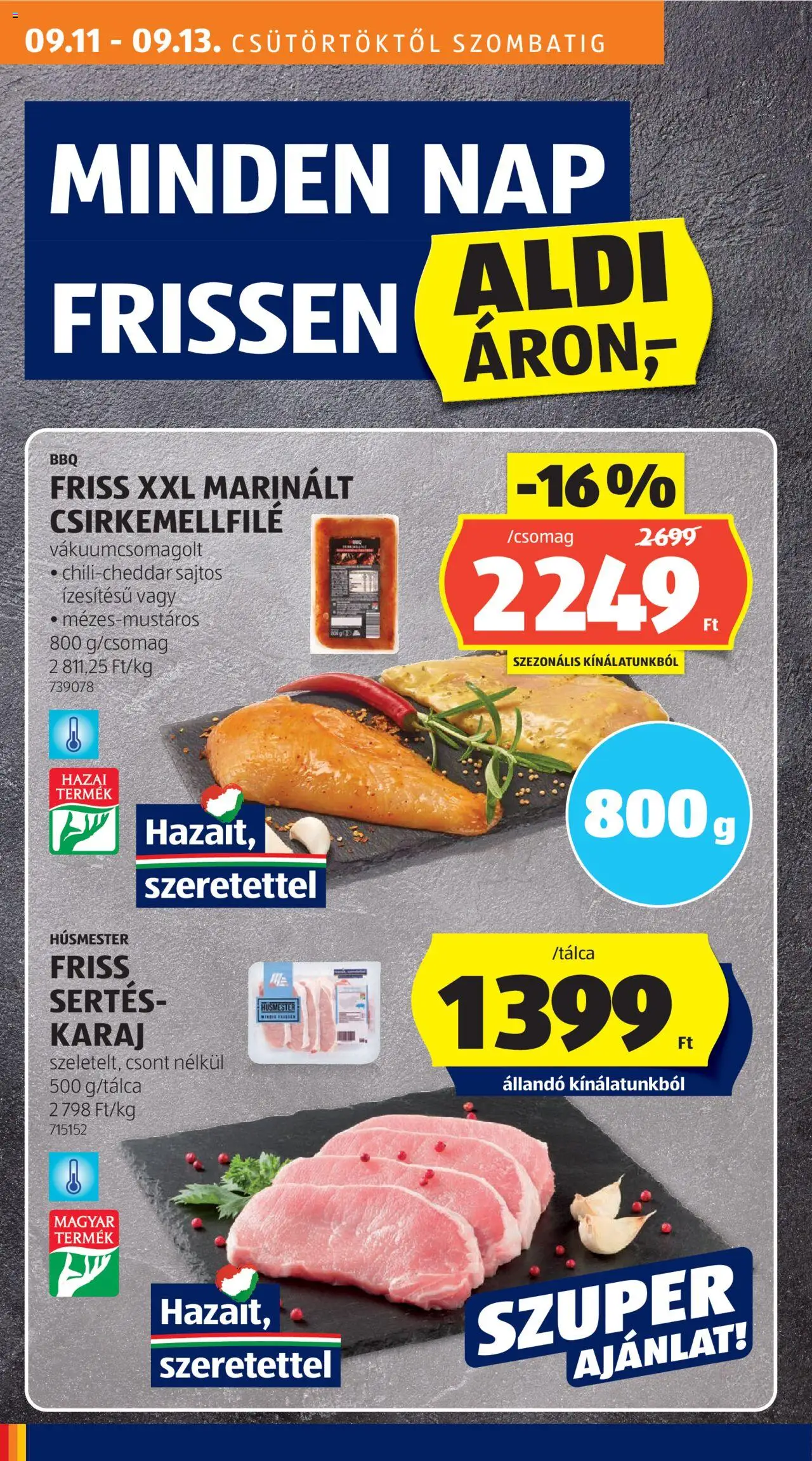 Aldi akciós ujság - amely érvényes a következő dátumtól: 11.09.2025 | Oldal: 10 | Termékek: Karaj
