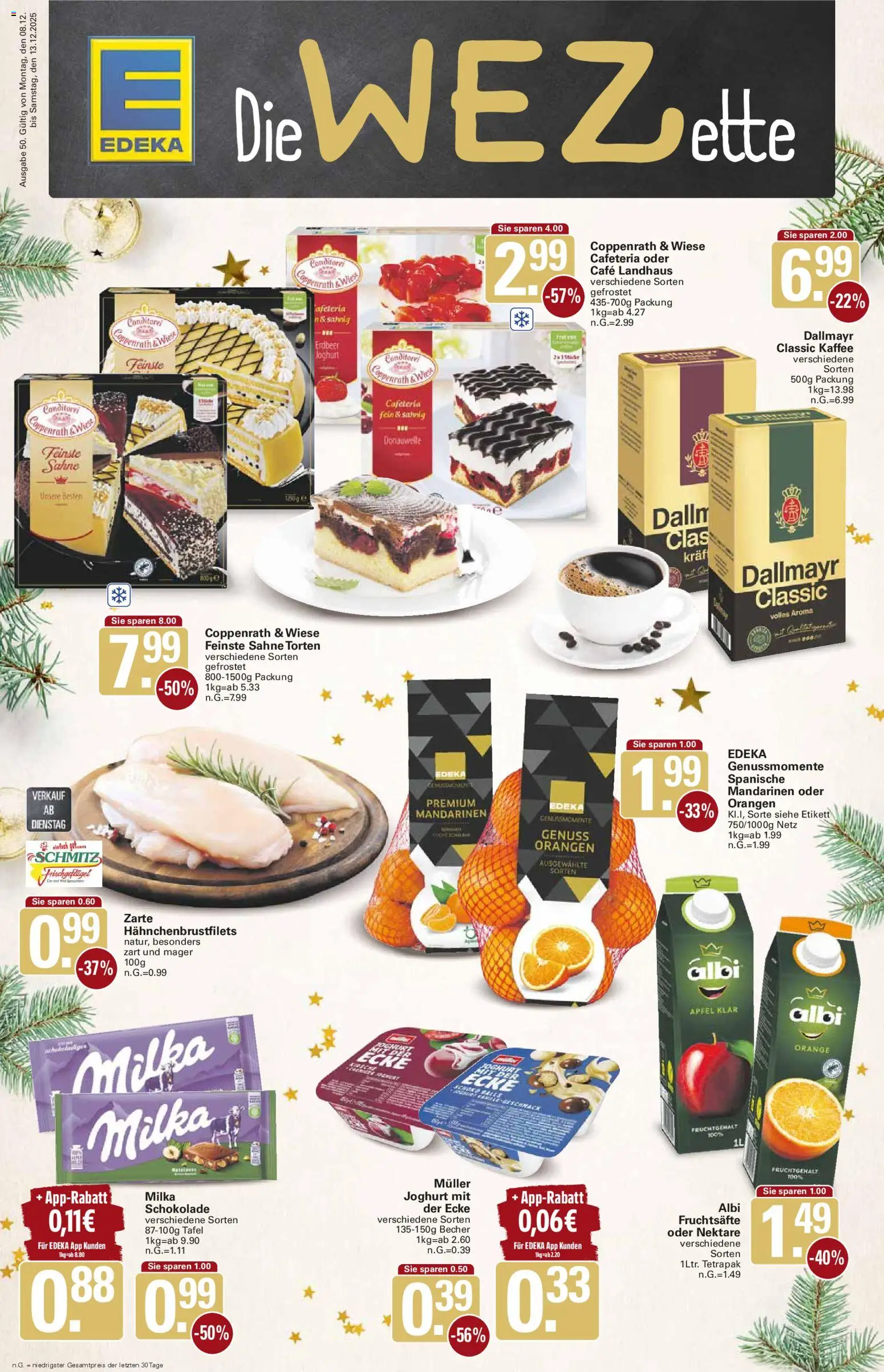 WEZ Prospekt – gültig ab 08.12.2025 | Seite: 1 | Produkte: Joghurt, Kaffee, Schokolade, Sahne